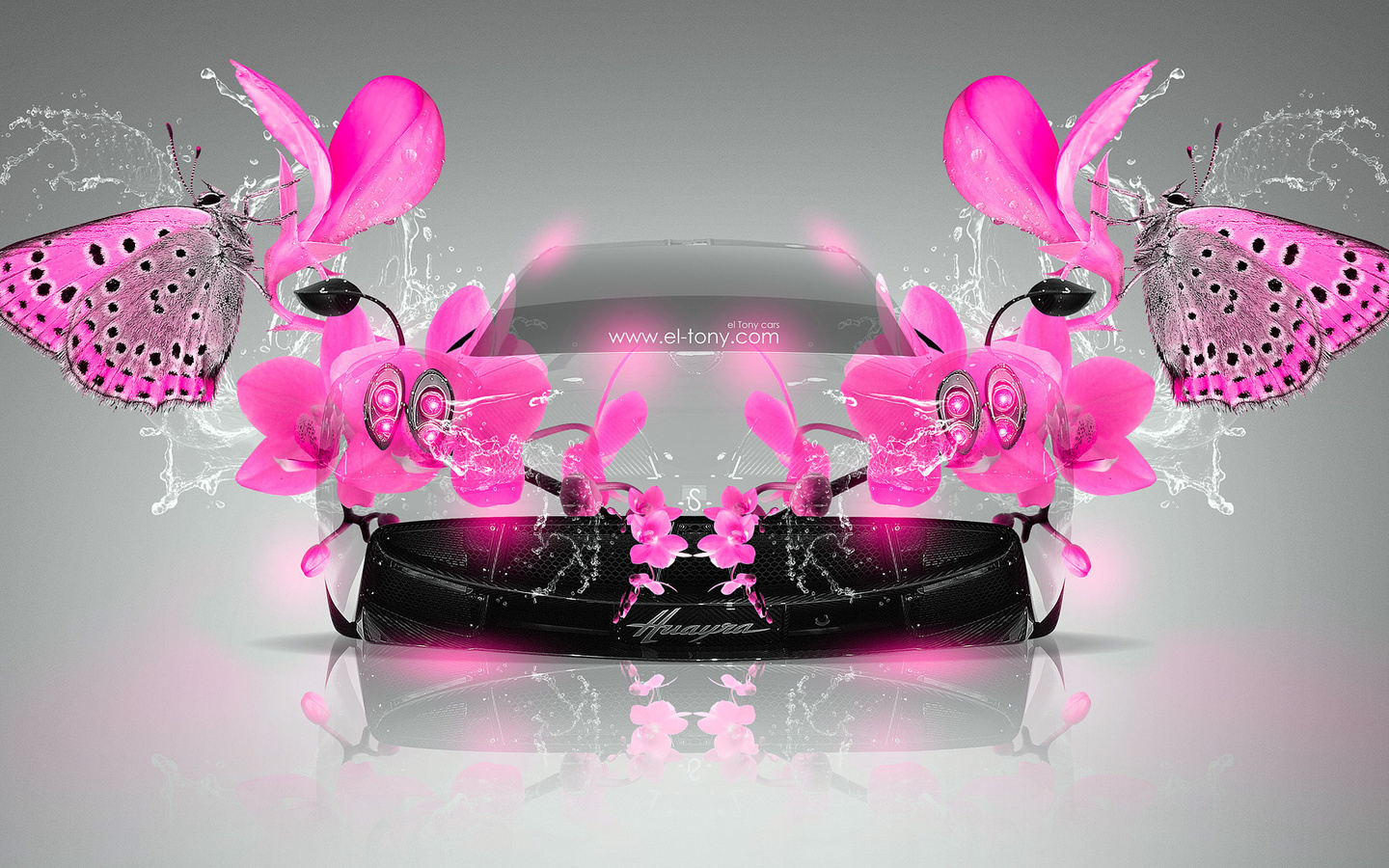 tony kokhan, pagani, huayra, fantasy, flowers, butterfly, water, pink, colors, glamour, el tony cars, photoshop, design, art,  , , , , , , , , , , , , , , , 