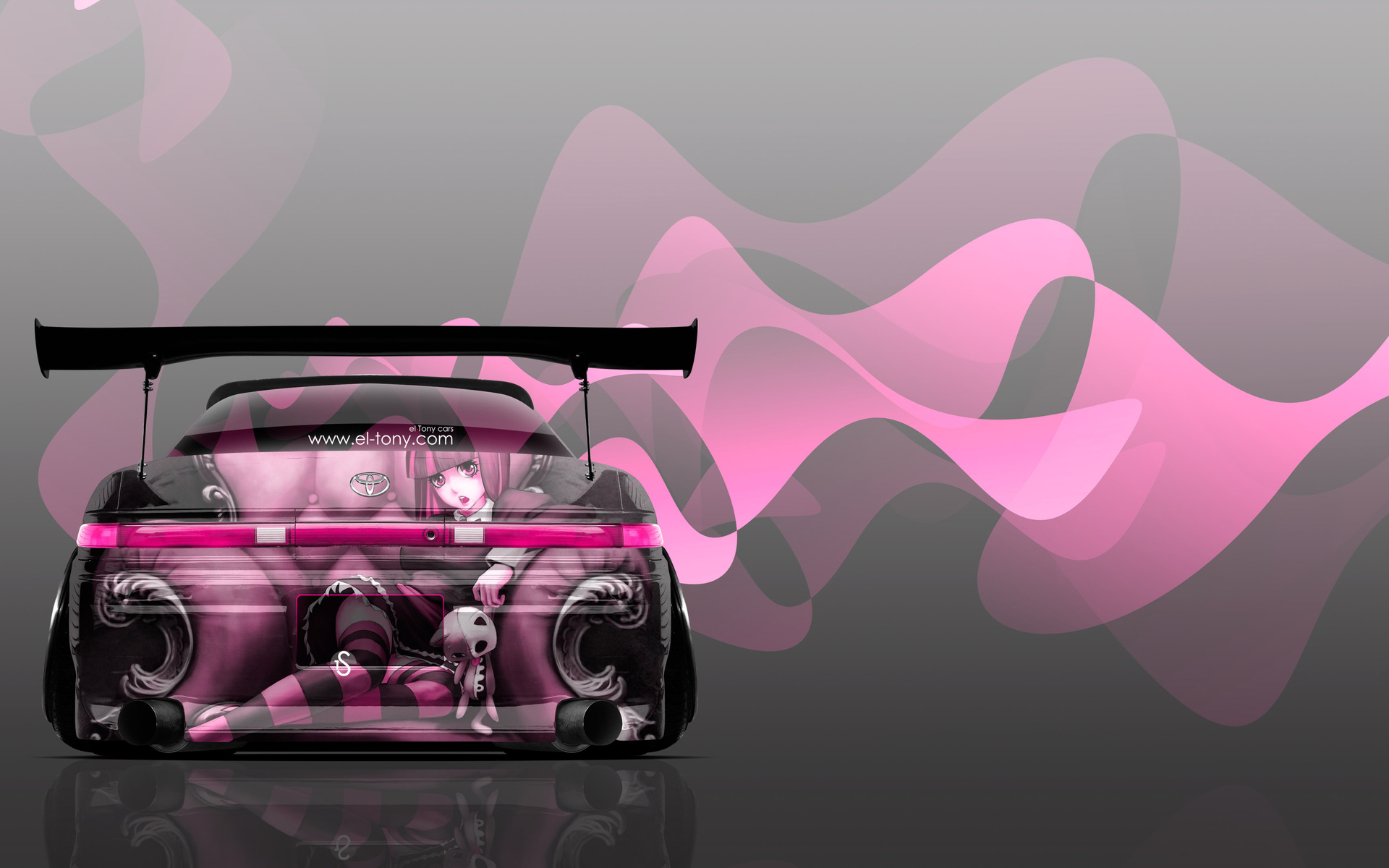 tony kokhan, toyota, mark2, jzx90, jdm, anime, girl, aerography, car, pink, neon, effects, el tony cars, photoshop, 4k, wallpapers, design,  , , , 2, 90 ,  , , , , , , , 