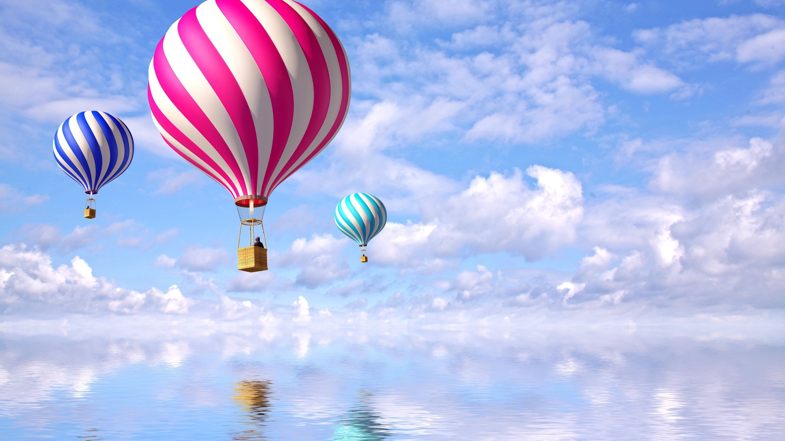 air-balloons, water reflexion, , , , , , , 3d 
