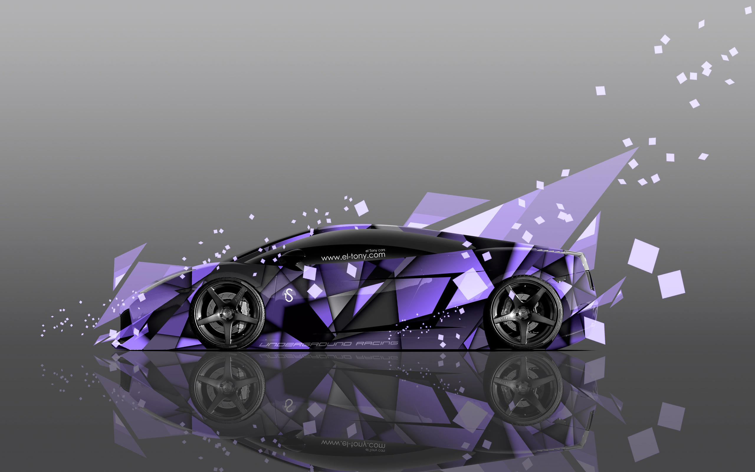 tony kokhan, lamborghini, gallardo, abstract, aerography, side, violet, colors, car, el tony cars, photoshop, 4k, wallpapers, design,  , , , , , , , , , 4, , 2014, , 