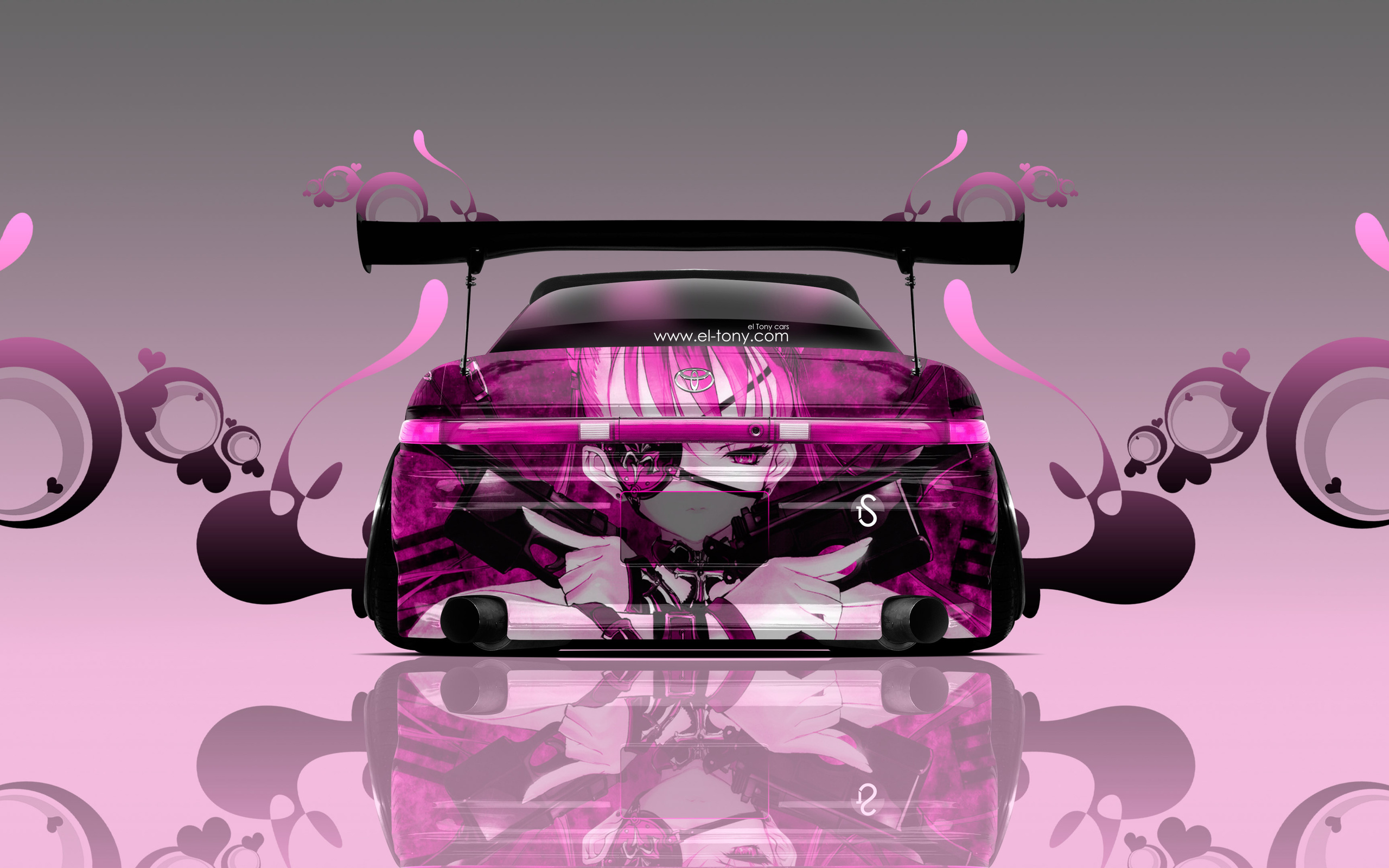 tony kokhan, toyota, mark2, jzx90, jdm, back, anime, girl, aerography, pink, colors, tuning, el tony cars, photoshop, 4k, wallpapers, design, art, style,  , , , , , 2, 90 ,  , , , , 