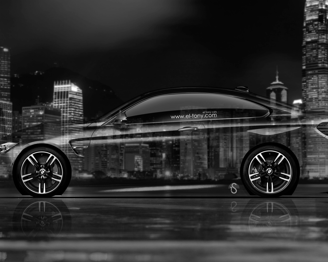 tony kokhan, bmw, m4, crystal, city, car, side, silver, gray, black, white, el tony cars, 4k, wallpapers, design, art, style,  , , , ,  4, , , , , , , -, , , , 2014, 4