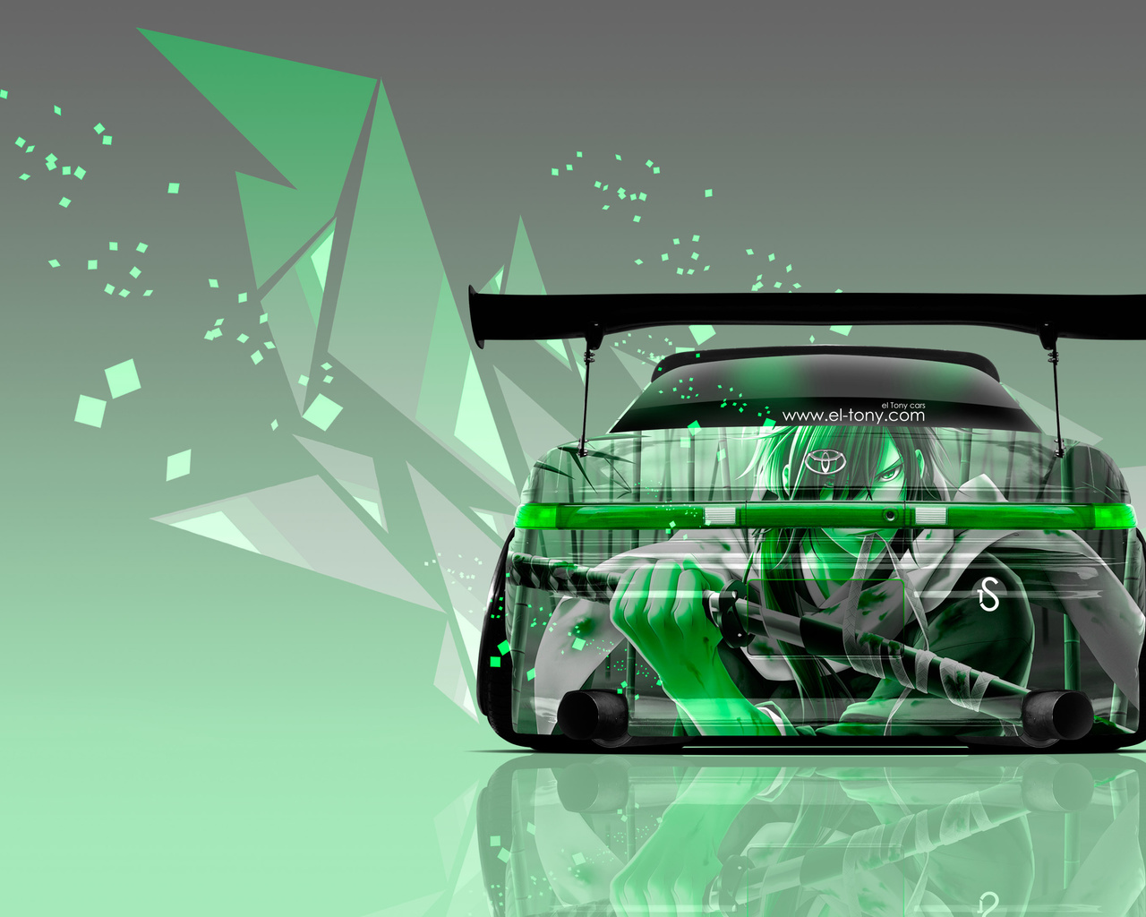 tony kokhan, toyota, mark2, jzx90, jdm, tuning, back, anime, aerography, samurai, green, colors, effects, 4k, wallpapers, el tony cars, photoshop, design, art, style,  , , , , 2, 90 , , , , , 