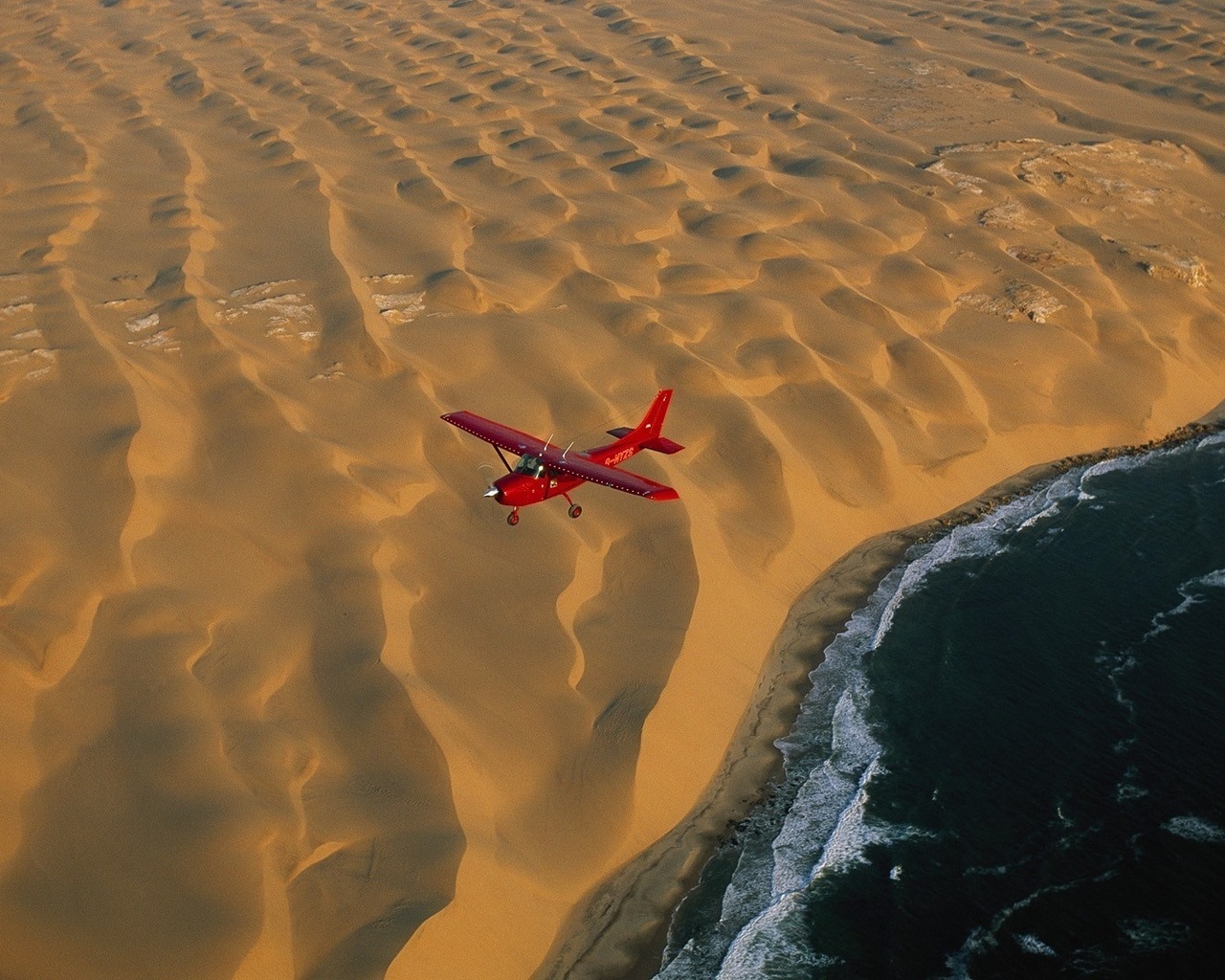 airplane, plane, desert, aerial, beach, ocean