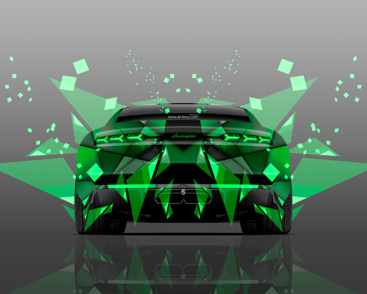 tony kokhan, lamborghini, estoque, back, abstract, aerography, green, colors, car, el tony cars, photoshop, 4k, wallpapers, design, art, style, supercar, auto, silver, effects,  , , , ,  , , , , 