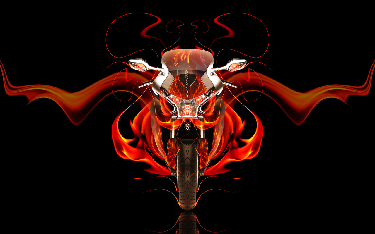 tony kokhan, moto, honda, vfr, 1200f, front, fire, bike, abstract, orange, black, el tony cars, photoshop, hd wallpapers, design, art, style,  , , , , , , 1200,  , , , , , ,