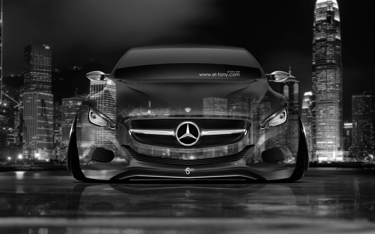 tony kokhan, mercedes-benz, f800, front, crystal, city, car, silver, gray, night, black, white, el tony cars, 4k, wallpapers, photoshop, design, art, style, mercedes,  , , , , 800,  , , , , 