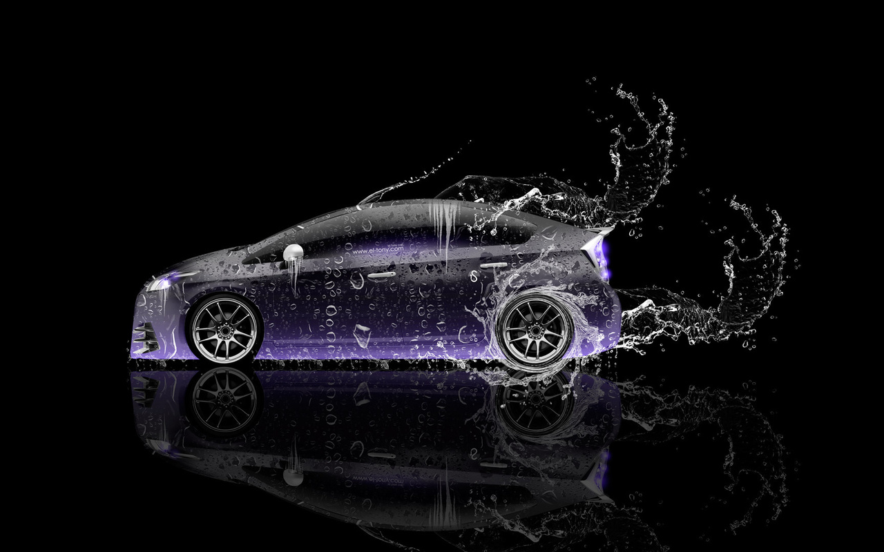 tony kokhan, toyota, prius, hybrid, side, water, car, violet, neon, effects, black, el tony cars, photoshop, hd wallpapers, design, art, style,  , , , ,  , , , , , , , , , 