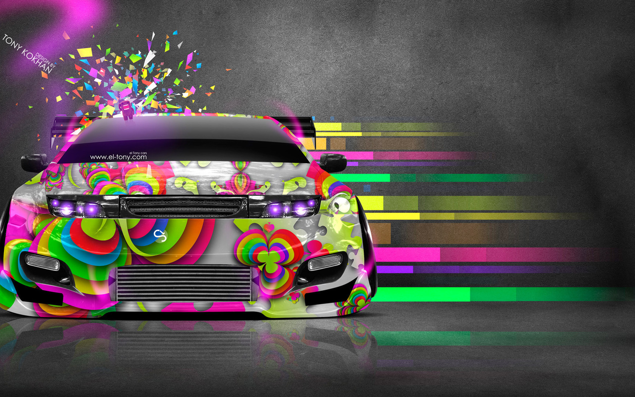tony kokhan, nissan, fairlady, 300zx, jdm, domo kun, toy, car, abstract, aerography, eq, front, japan, auto, multicolors, pink, neon, tuning, el tony cars, photoshop, design, art, style, hd wallpapers,  , , , , , 