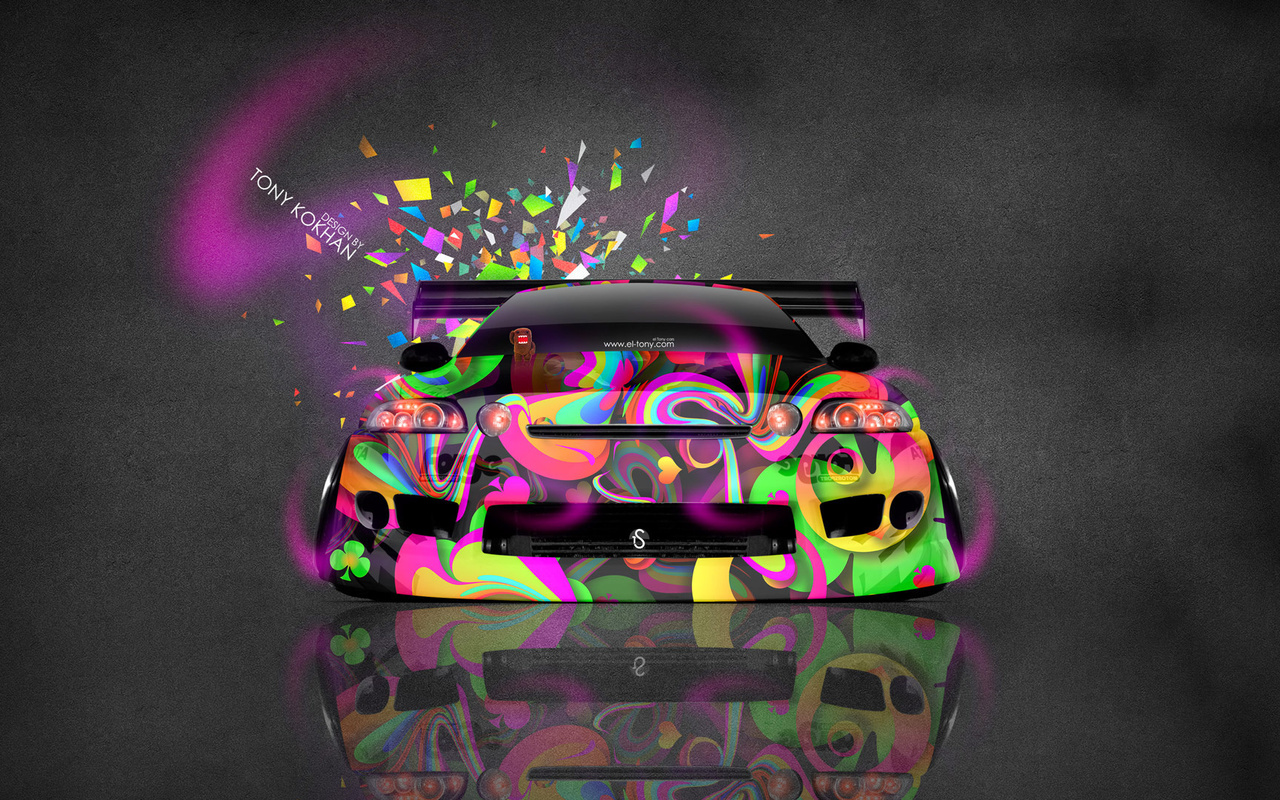 tony kokhan, toyota, soarer, jdm, tuning, front, abstract, aerography, multicolors, pink, neon, domo kun, toy, car, el tony cars, photoshop, design, art, style, hd wallpapers, japan, auto,  , , , , ,  , 