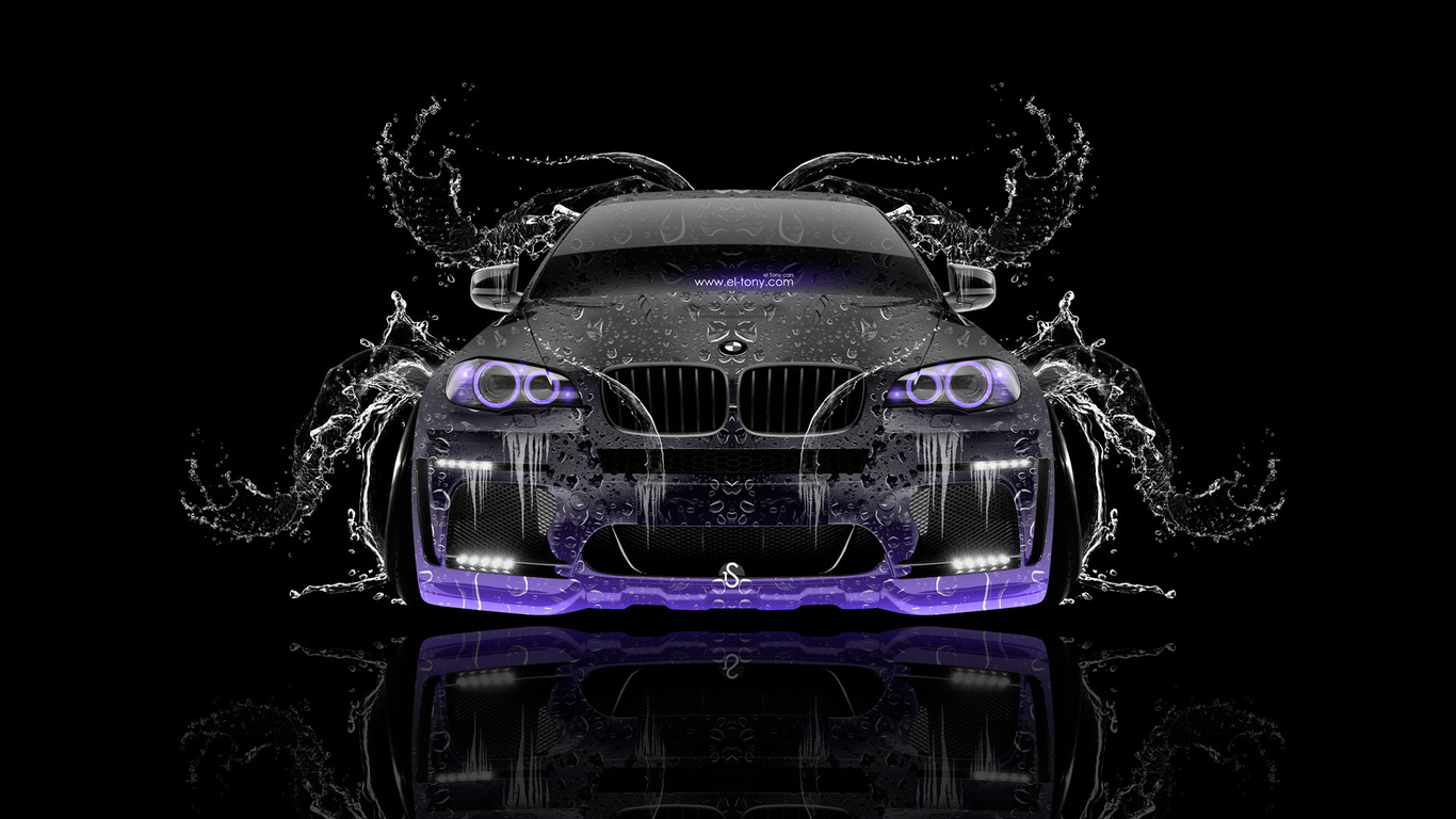 tony kokhan, bmw, x6, water, car, front, violet, neon, black, el tony cars, photoshop, design, art, style,  , , , , 6,  ,  , , , ,   , , , , , , , 2014