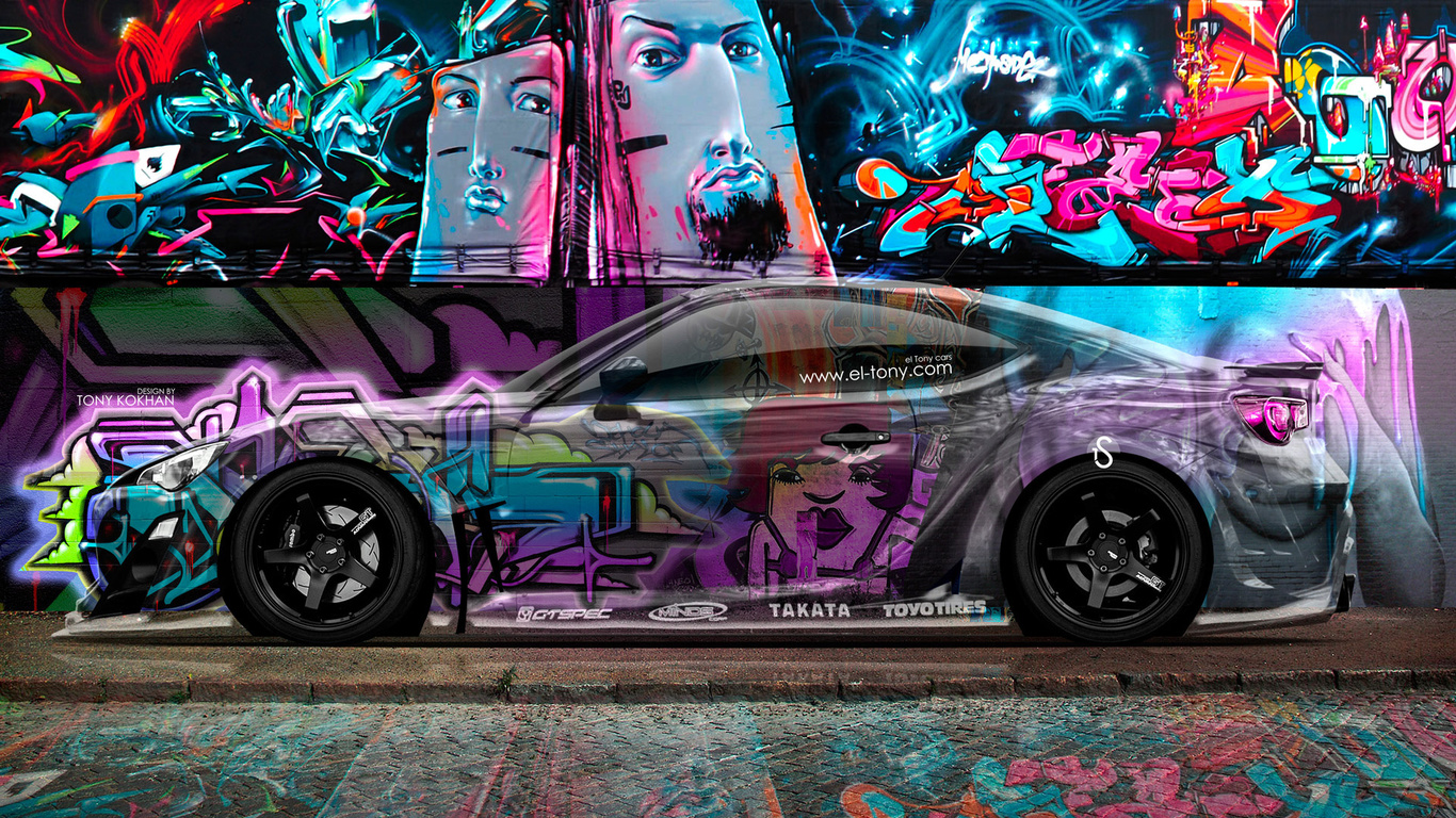 tony kokhan, toyota, gt86, side, crystal, graffiti, car, multicolors, jdm, subaru, brz, scion, fr-s, el tony cars, photoshop, design, art, style,  , , , 86,  , , , , , , , , ,