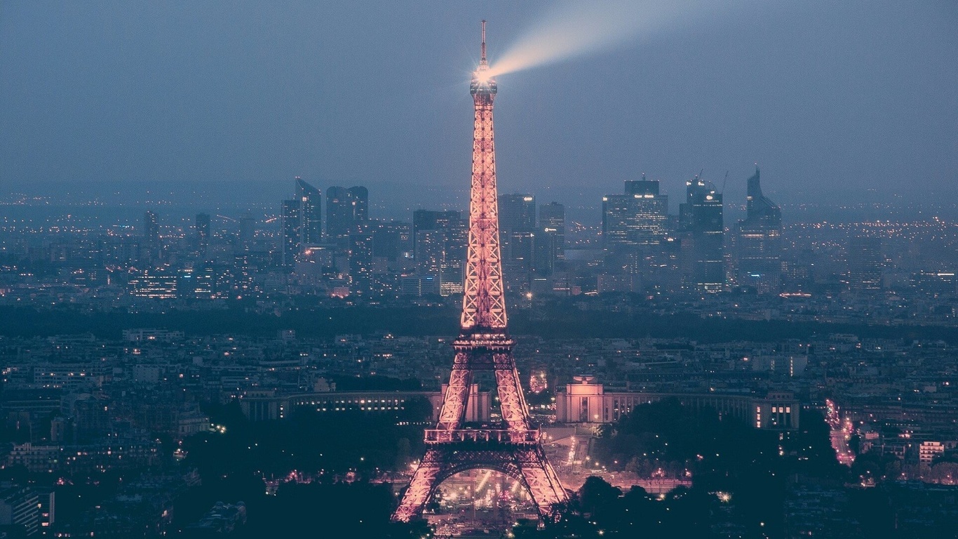 eiffel, paris, france, light, night, europe