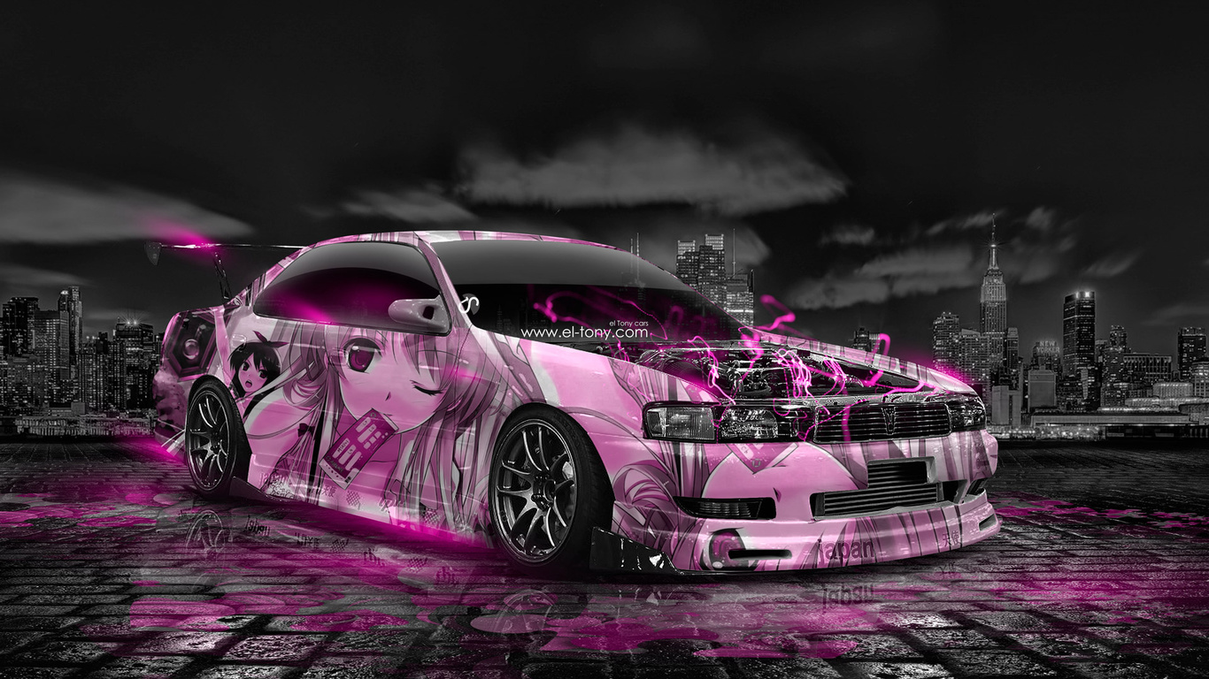 tony kokhan, toyota, chaser, jzx90, jdm, anime, girl, aerography, city, japan, pink, neon, effects, car, tuning, el tony cars, photoshop, design, art, style, hd wallpapers,  , , , , , , , , , 