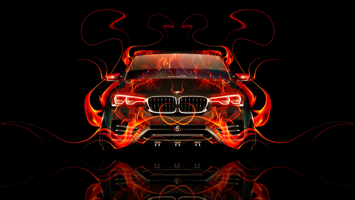 tony kokhan, bmw, x4, fire, car, front, orange, flame, black, abstract, el tony cars, photoshop, design, art, style, hd wallpapers,  , , , 4,  ,  , , , , , , , , , 