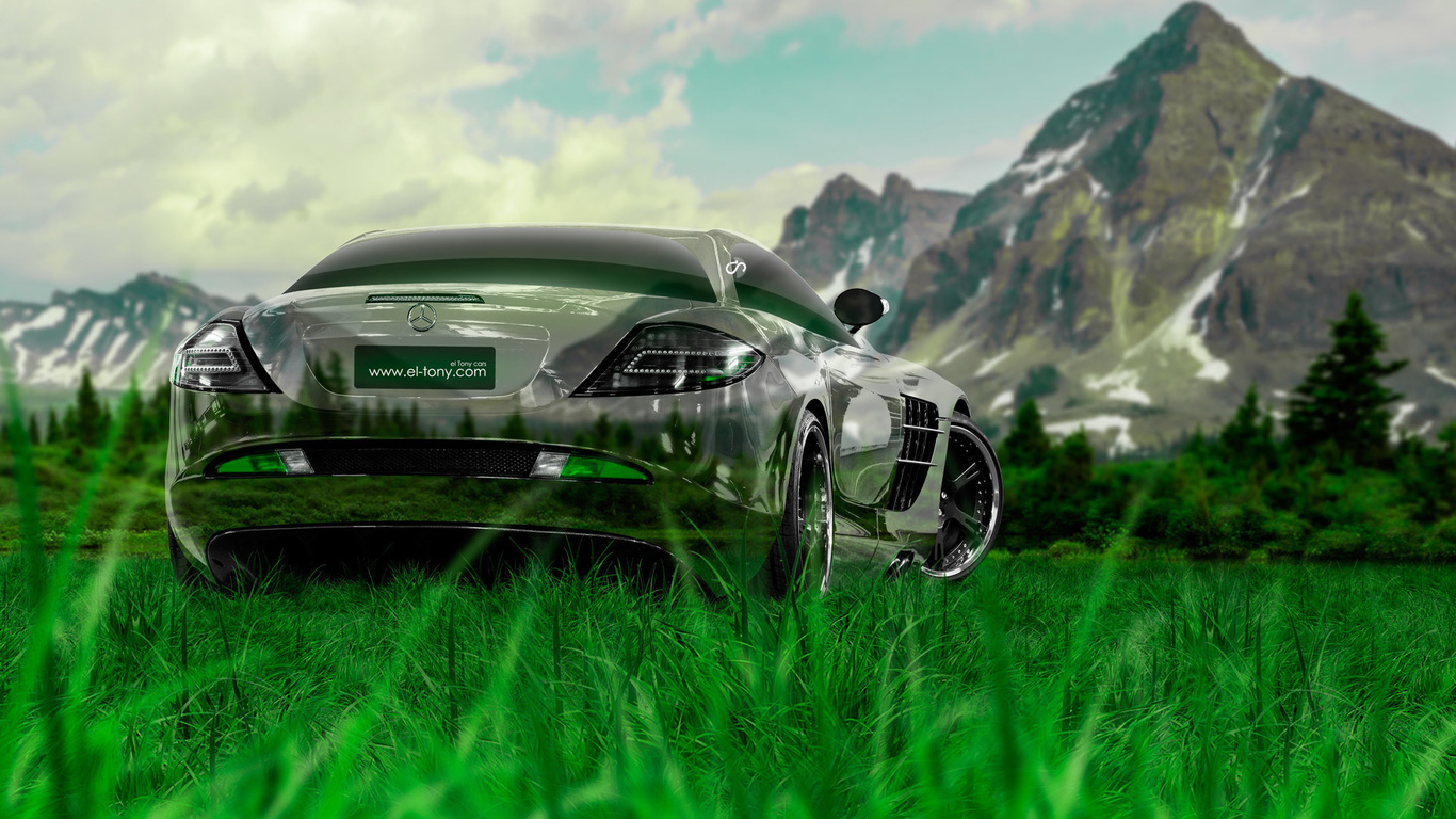 tony kokhan, mercedes-benz, slr, mclaren, crystal, nature, car, green, grass, tuning, mercedes, el tony cars, photoshop, hd wallpapers, design, art, style, auto,  , , -, , , , , , , 