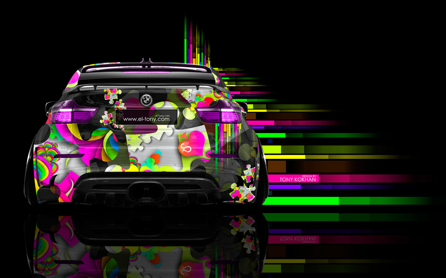 tony kokhan, bmw, x6, back, aerography, multicolors, hd wallpapers, eq, bright, black, tuning, el tony cars, design, art, hd wallpapers, style,  , , , 6,  ,  , , , , , , ,