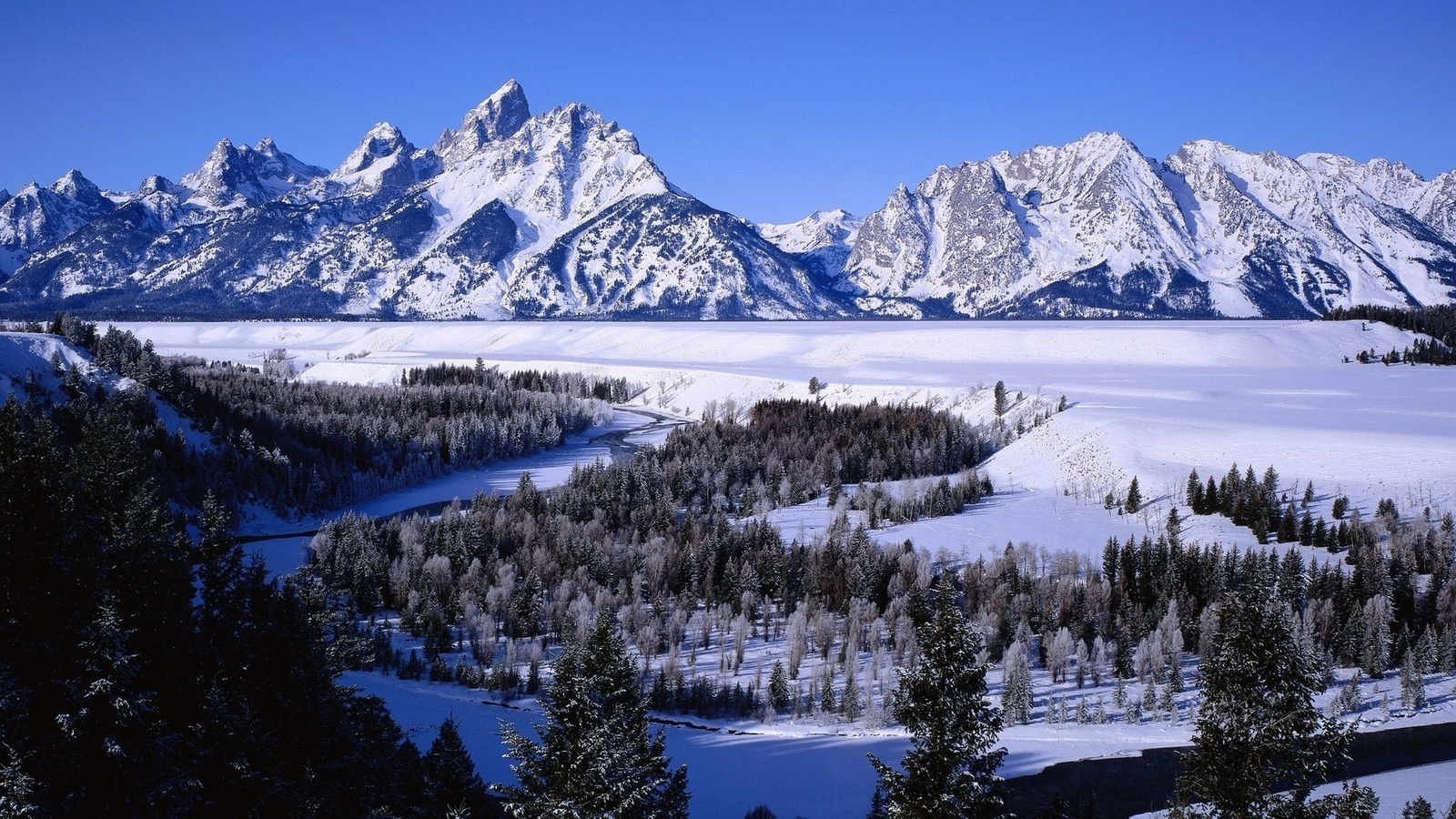 winter, river, delta, snow, trees, mountain, , , , , , , , , , , , 