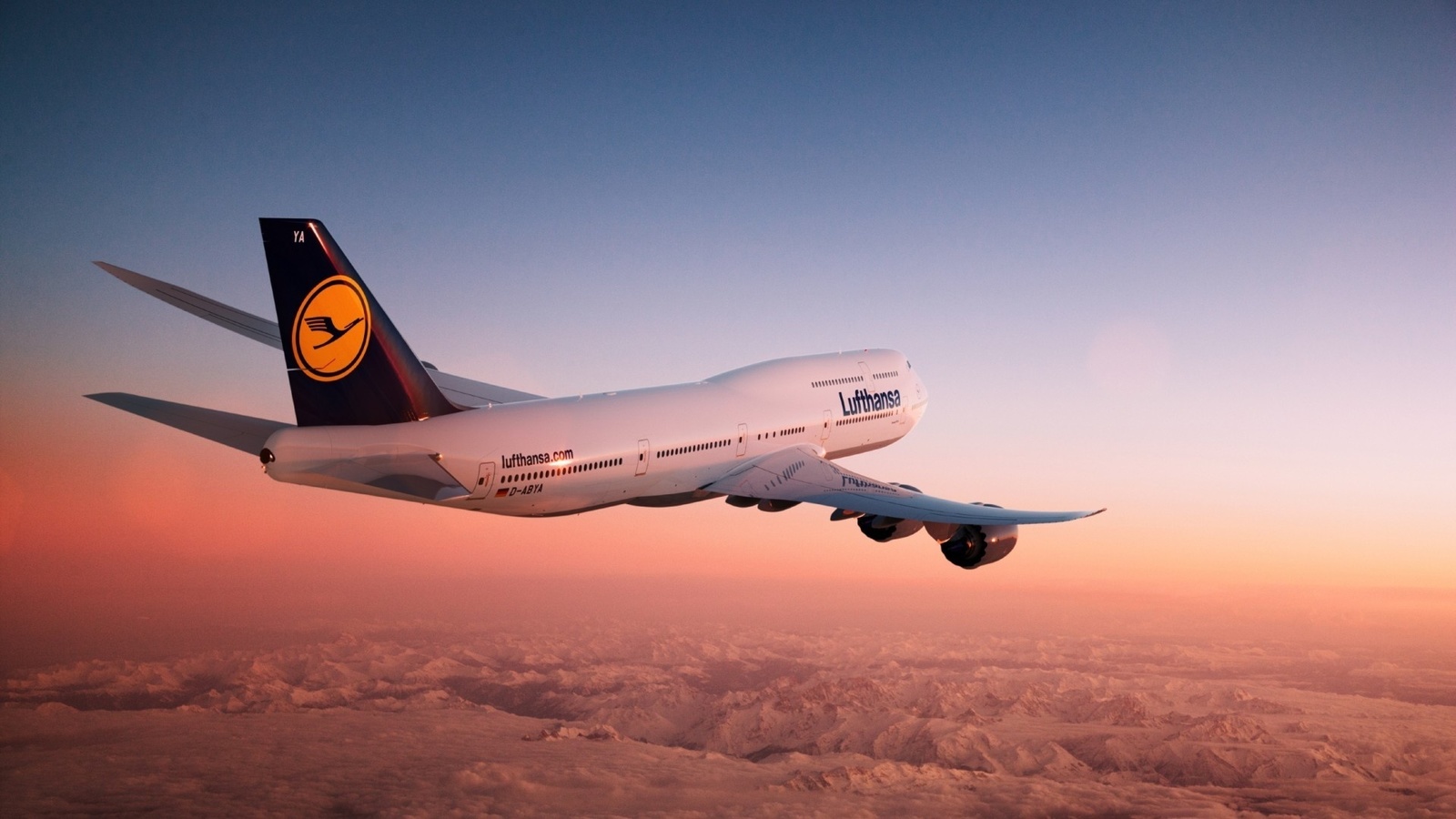 plane, lufthansa, boeing 747, 8i, sky, clouds