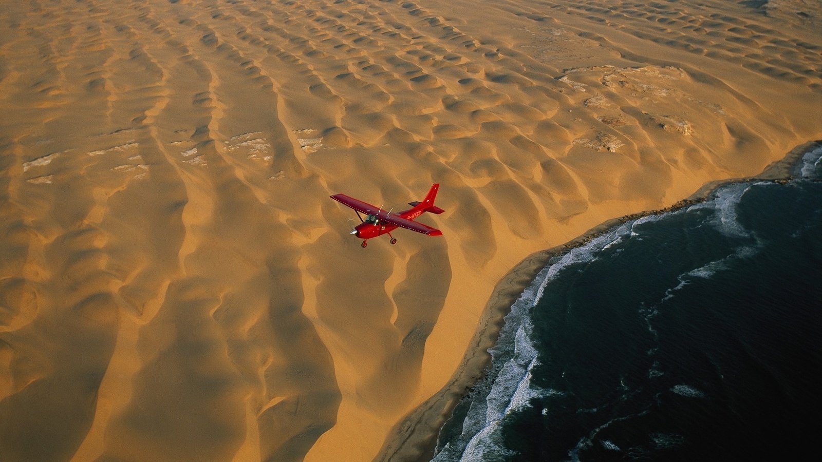 airplane, plane, desert, aerial, beach, ocean