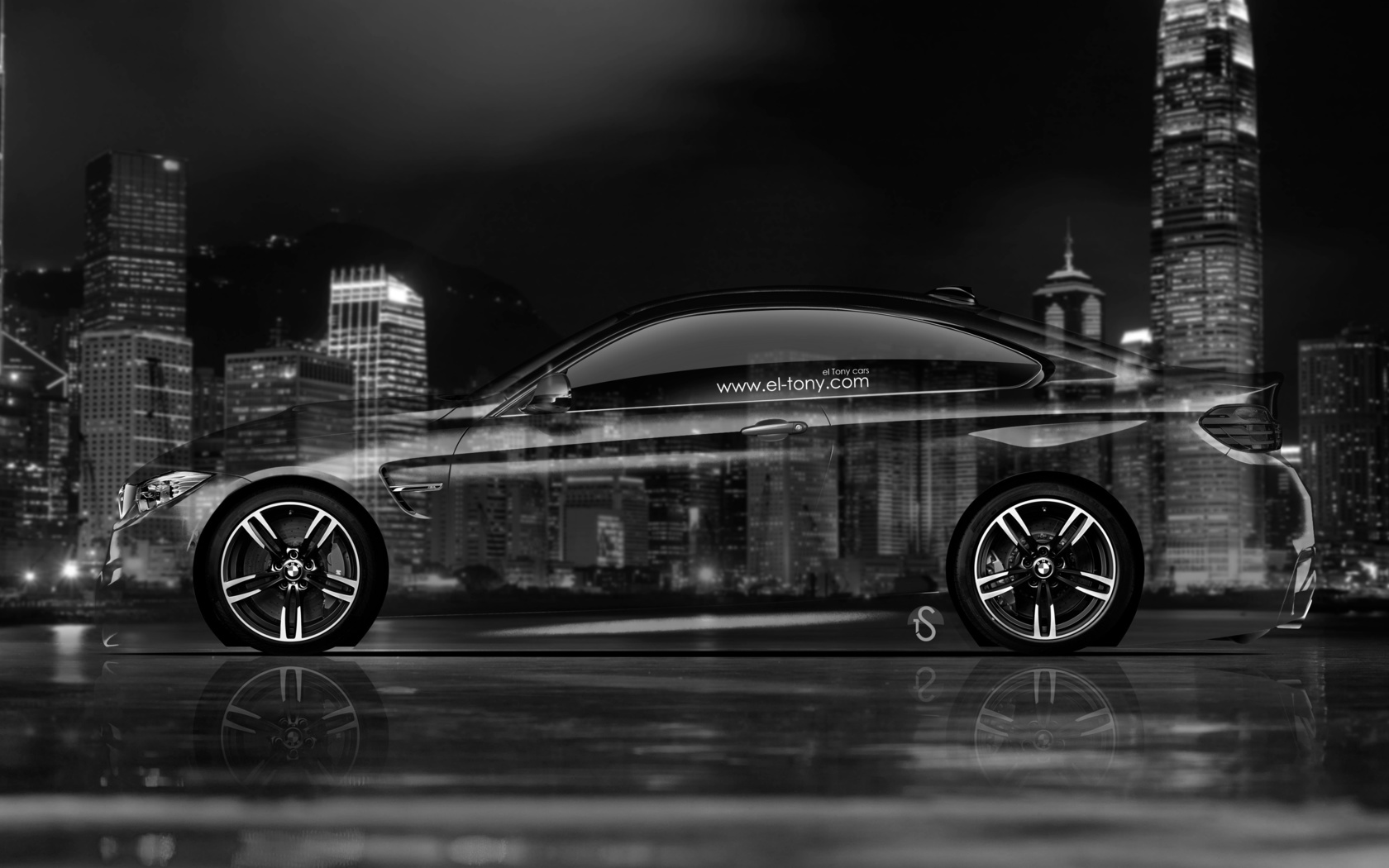 tony kokhan, bmw, m4, crystal, city, car, side, silver, gray, black, white, el tony cars, 4k, wallpapers, design, art, style,  , , , ,  4, , , , , , , -, , , , 2014, 4