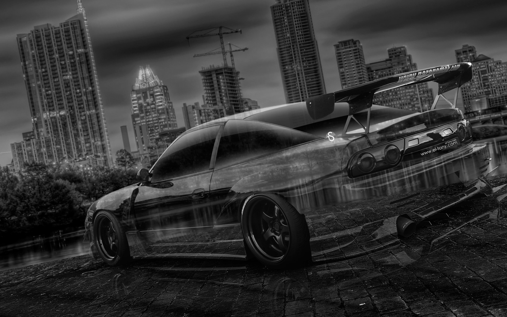 tony kokhan, nissan, 180sx, jdm, tuning, crystal, city, car, silver, gray, black, white, el tony cars, photoshop, hd wallpapers, art, design, style,  , , , , , , 2014, , 180, , , , , 