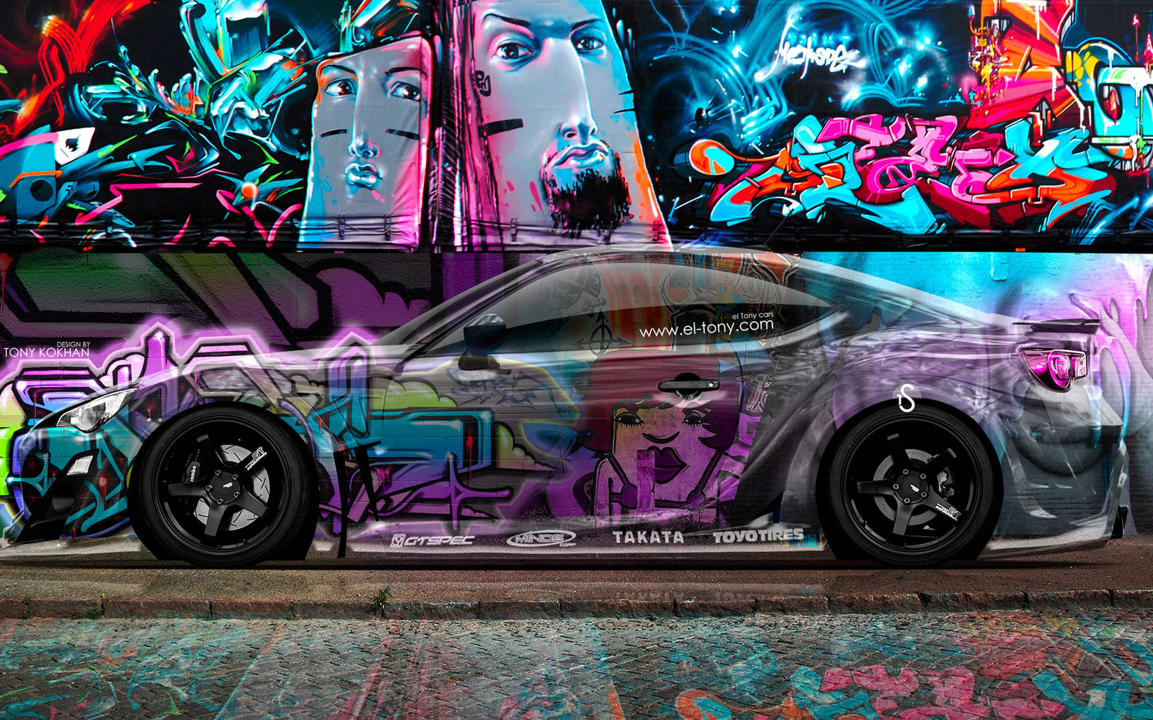 tony kokhan, toyota, gt86, side, crystal, graffiti, car, multicolors, jdm, subaru, brz, scion, fr-s, el tony cars, photoshop, design, art, style,  , , , 86,  , , , , , , , , ,