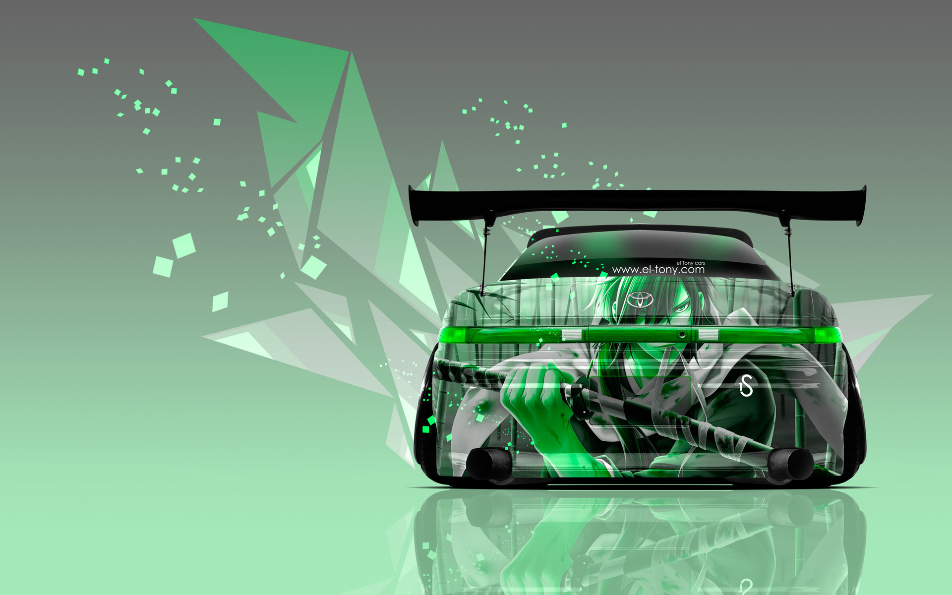 tony kokhan, toyota, mark2, jzx90, jdm, tuning, back, anime, aerography, samurai, green, colors, effects, 4k, wallpapers, el tony cars, photoshop, design, art, style,  , , , , 2, 90 , , , , , 