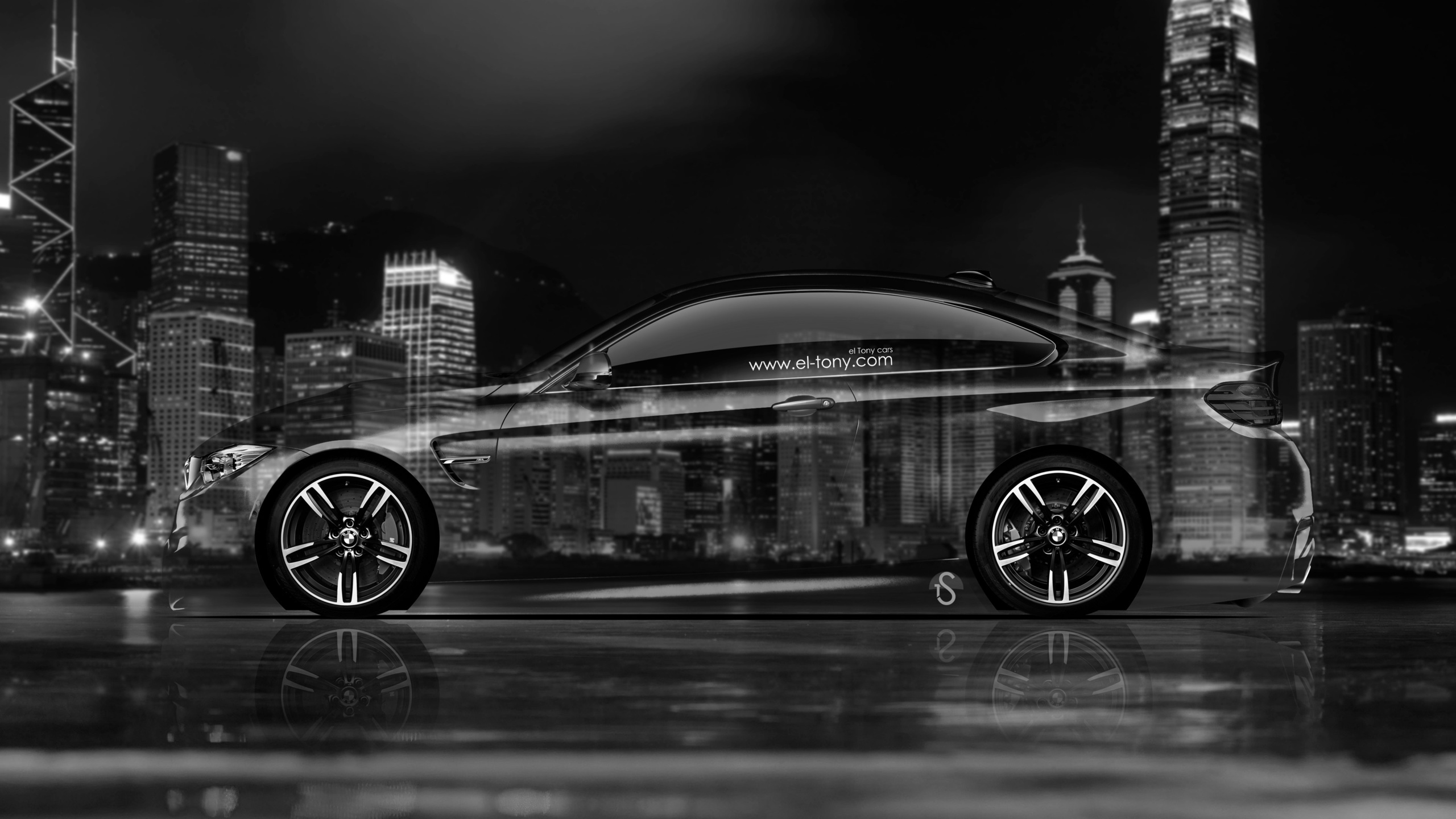 tony kokhan, bmw, m4, crystal, city, car, side, silver, gray, black, white, el tony cars, 4k, wallpapers, design, art, style,  , , , ,  4, , , , , , , -, , , , 2014, 4