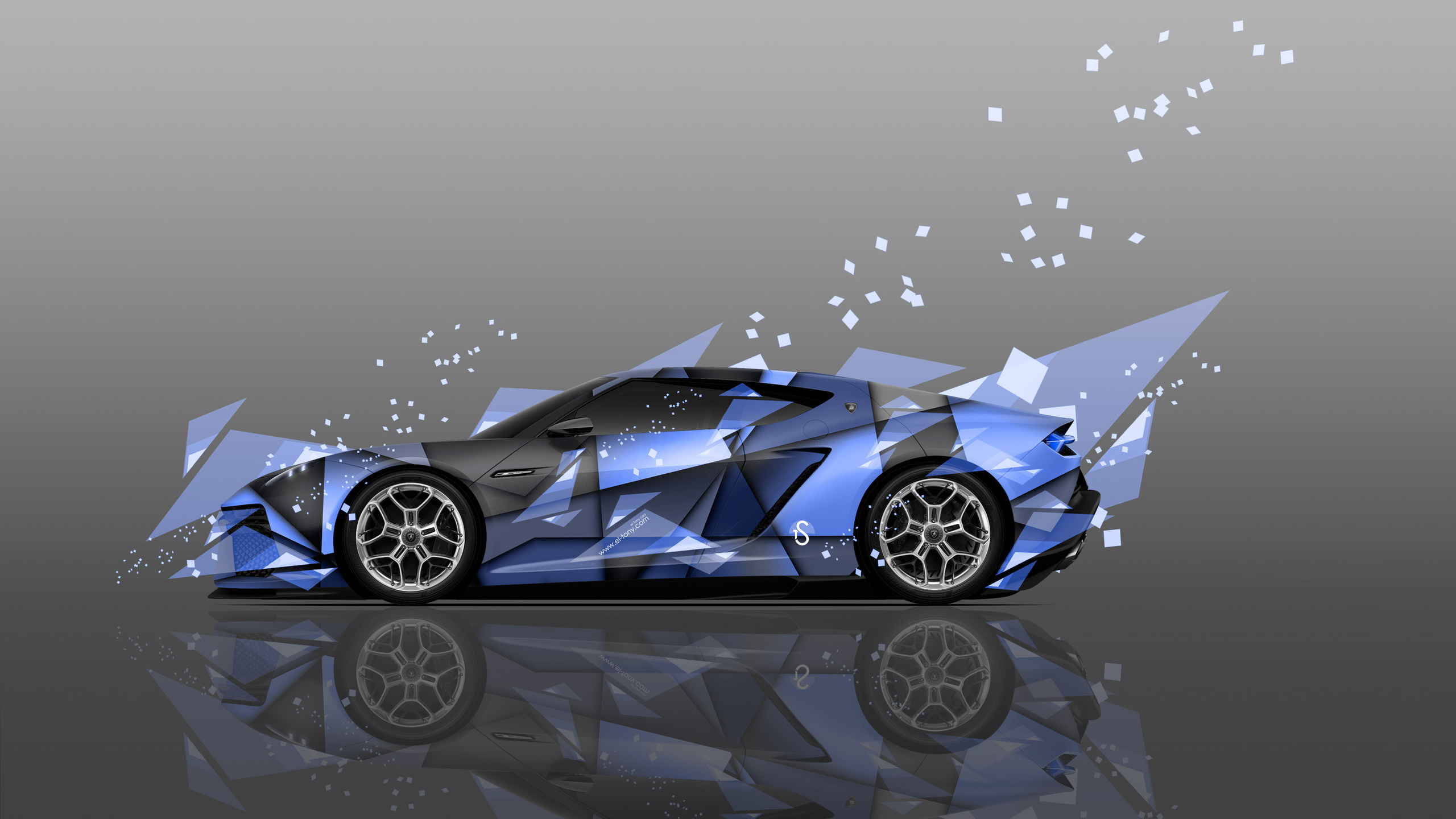 tony kokhan, lamborghini, asterion, supercar, hybrid, side, abstract, aerography, blue, colors, el tony cars, design, art, style, photoshop, 4k, wallpapers, auto, supercars,  , , , ,  , , , , 