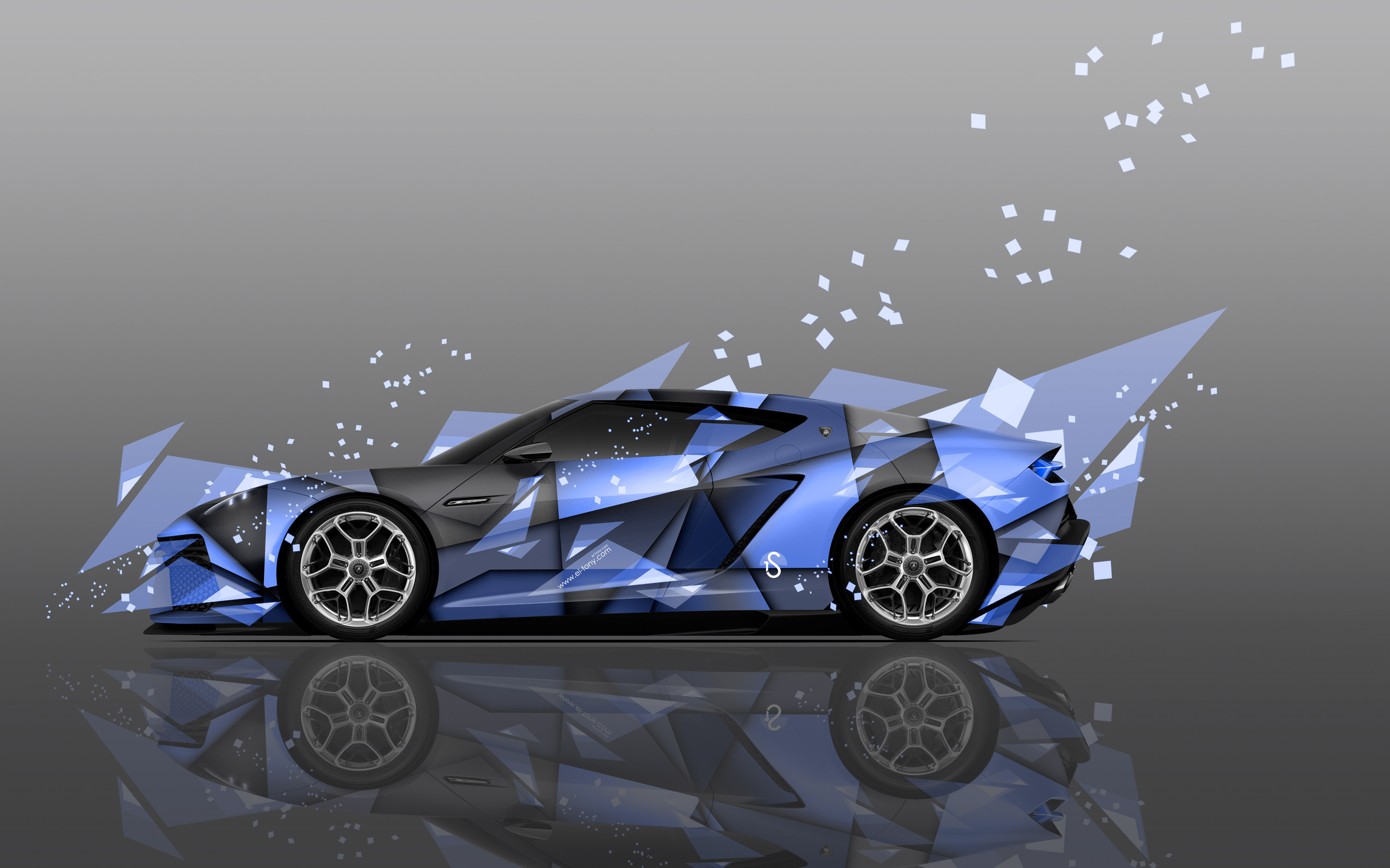 tony kokhan, lamborghini, asterion, supercar, hybrid, side, abstract, aerography, blue, colors, el tony cars, design, art, style, photoshop, 4k, wallpapers, auto, supercars,  , , , ,  , , , , 