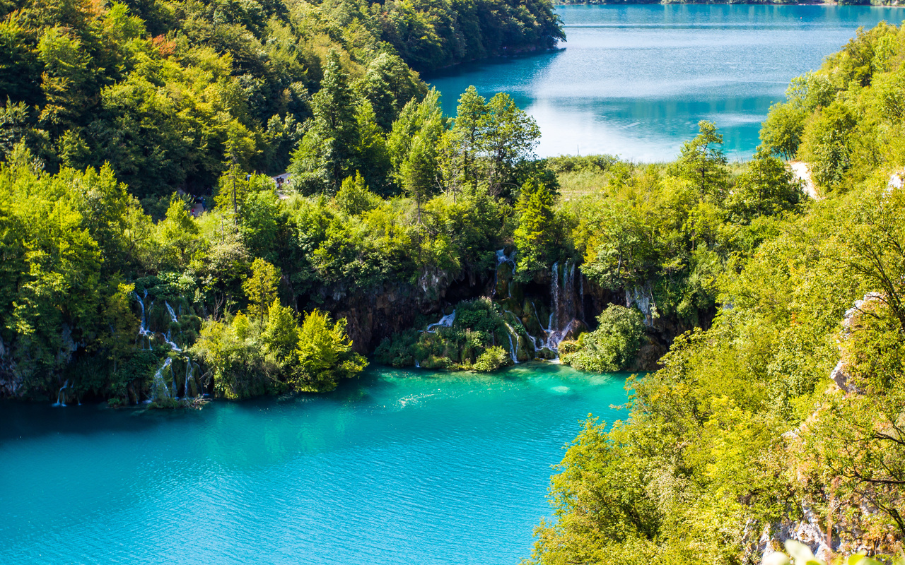 природа, красиво, озера, лес, красиво, туристы, хорватия