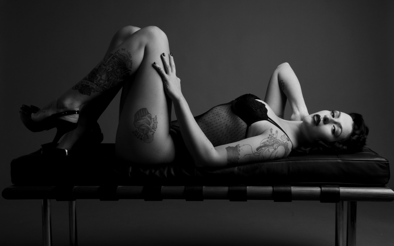 model, white and black, leather, shoes, tattoos, sexy