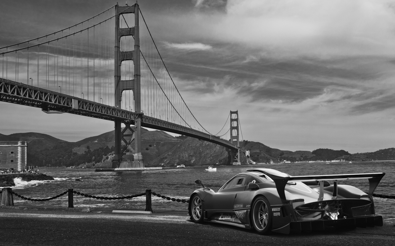 pagani, zonda r, sea, golden gate bridge, san francisco, , , ,   , ,  , - 