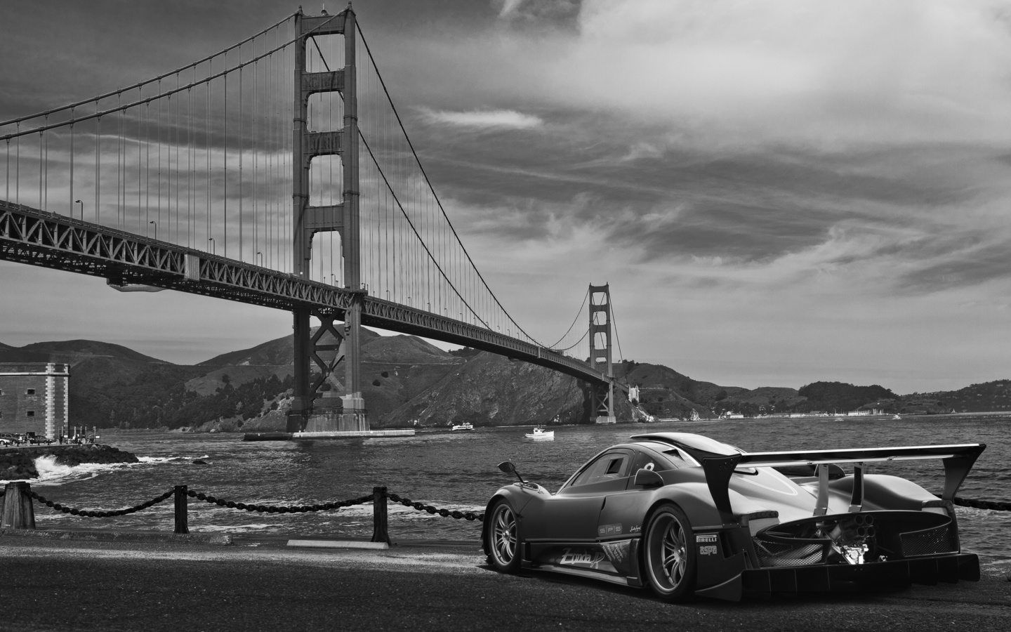 pagani, zonda r, sea, golden gate bridge, san francisco, , , ,   , ,  , - 