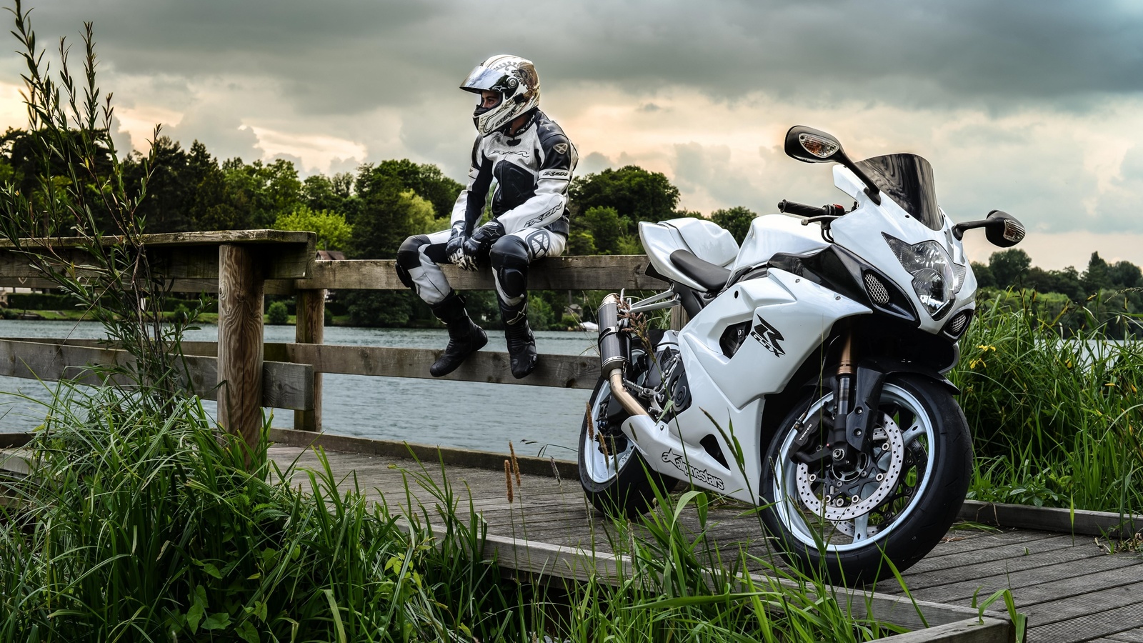 suzuki, gsx-r, white, biker, , 