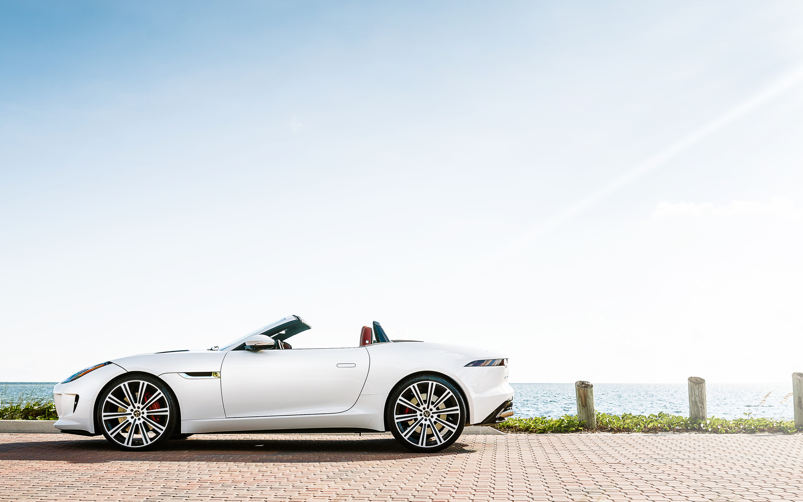 jaguar, f-type, white, profile, 