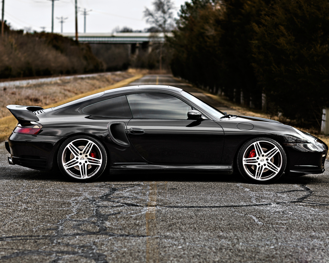 porsche, 996, turbo, black