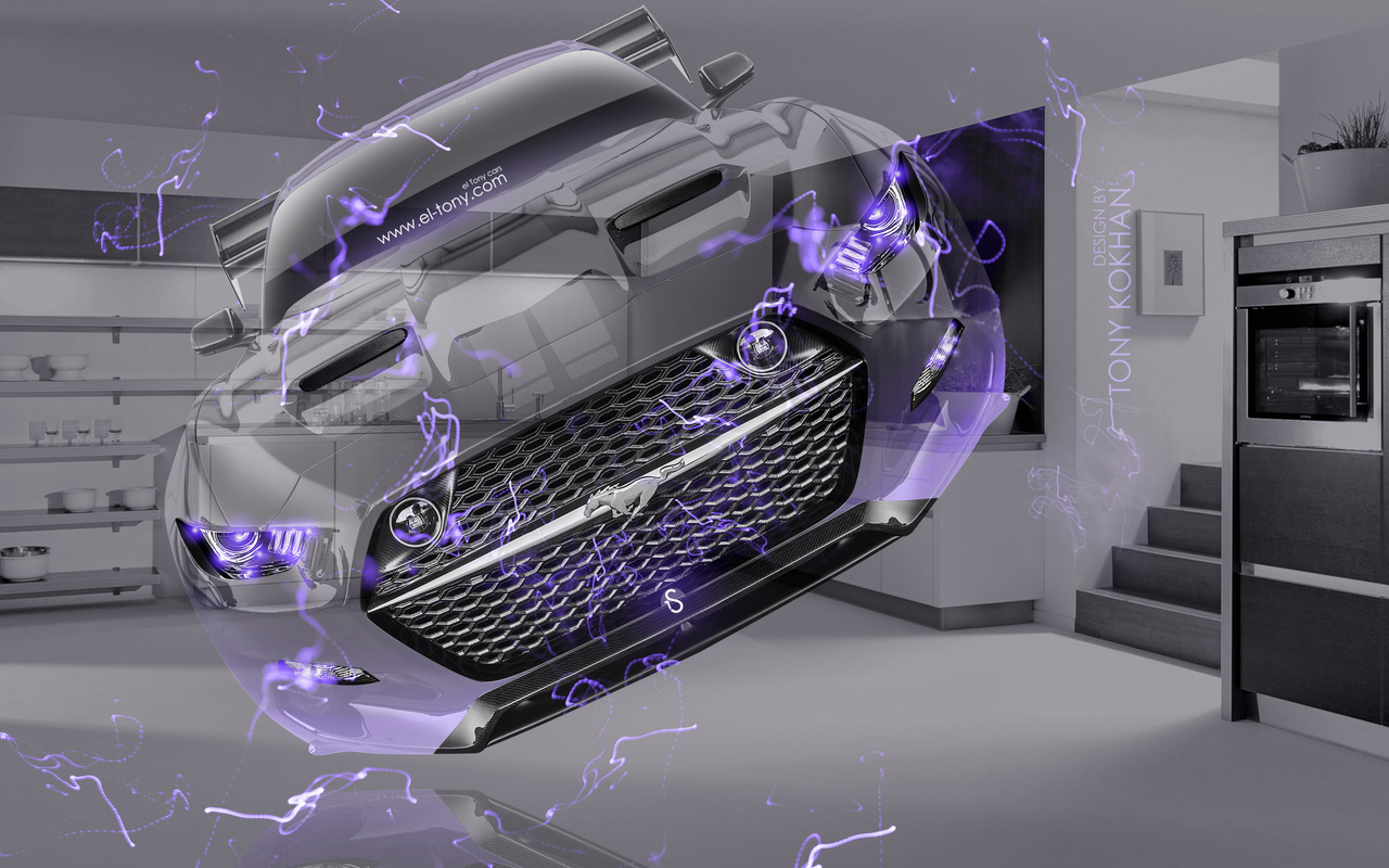 tony kokhan, ford, mustang, tuning, fantasy, crystal, home, transformer, fly, car, violet, neon, effects, energy, muscle, car, el tony cars, 4k wallpapers, design, art, style, american, horse, interior, photoshop,  , , , , 