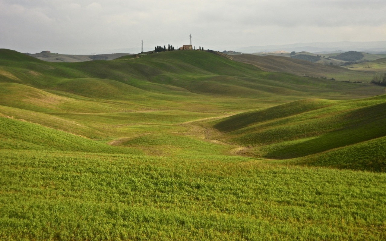 tuscany, italy, green, grass, hills