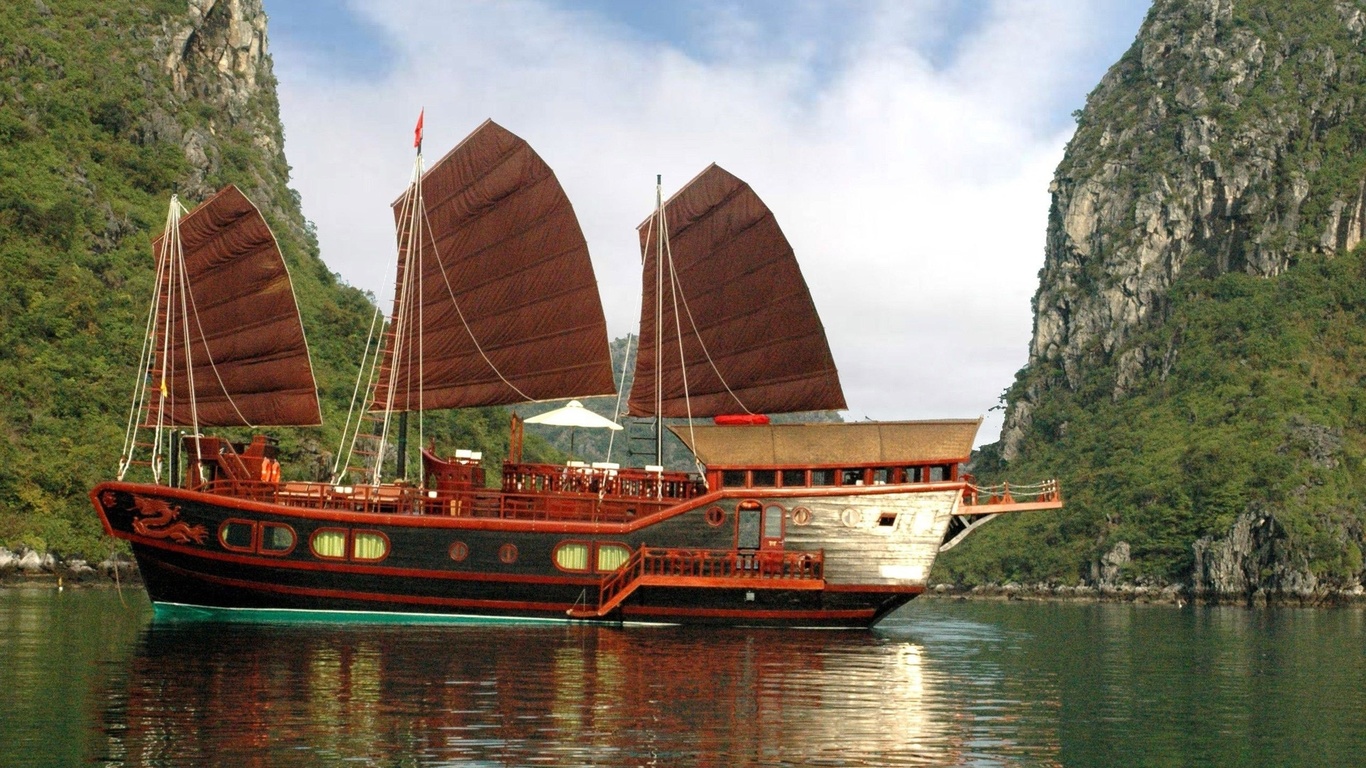 ha long bay, vietnam, water, mountain, asia, boats