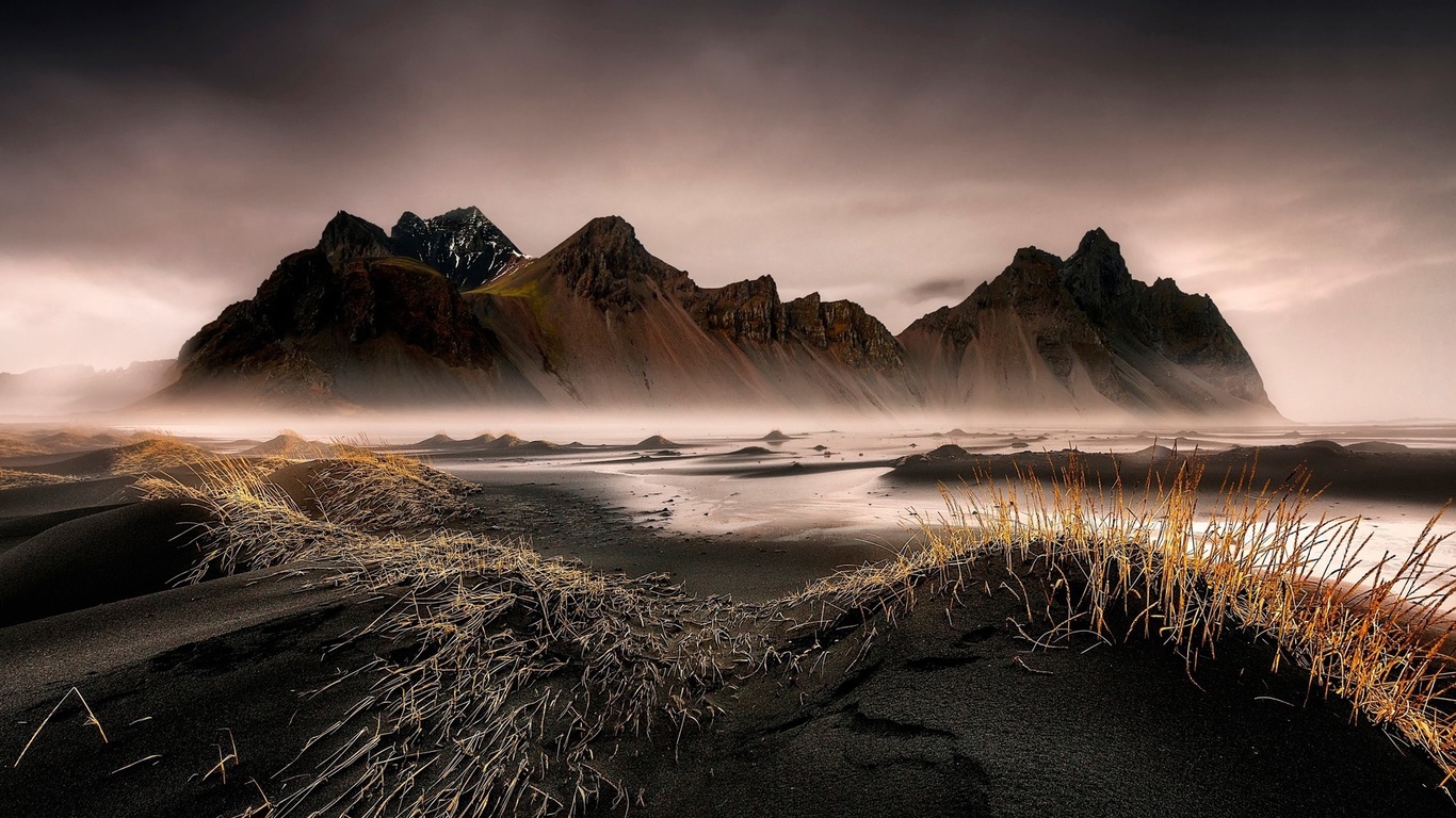 mist, rock, mountain, darck