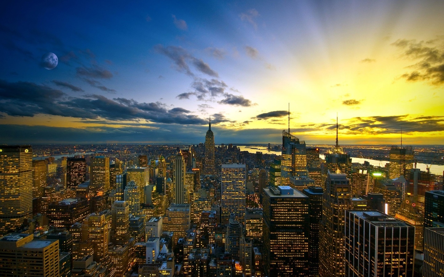 new york, usa, buildings, lights