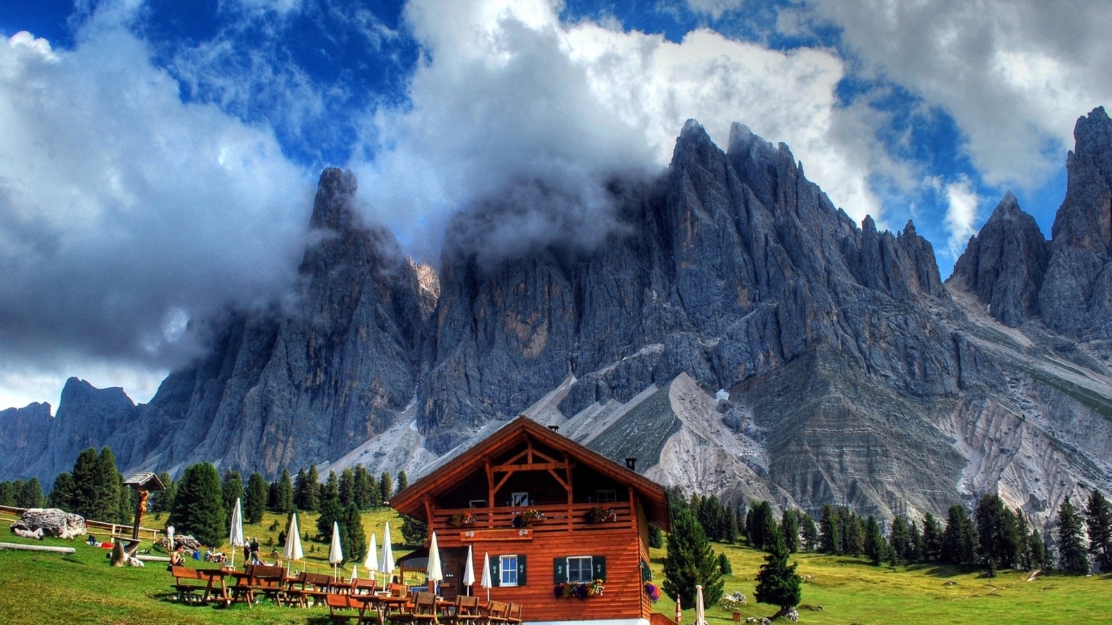 mountain, grass, green, grass