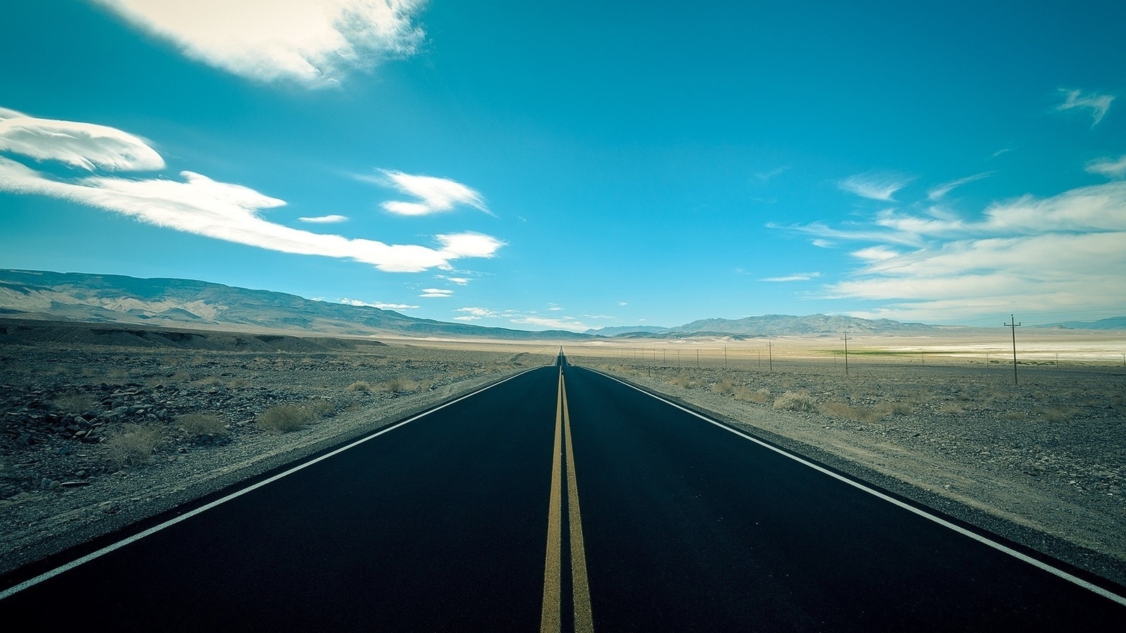 highway, desert, road, mountain
