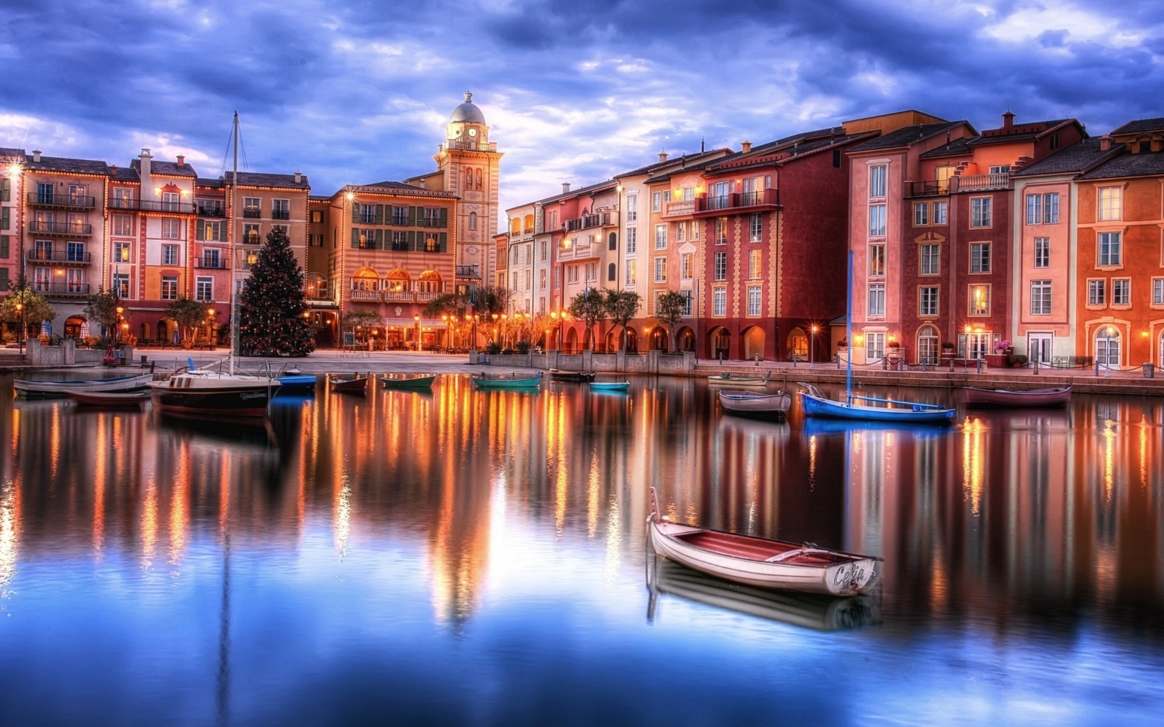 orlando, florida, usa, city, night, lights, reflextion, water