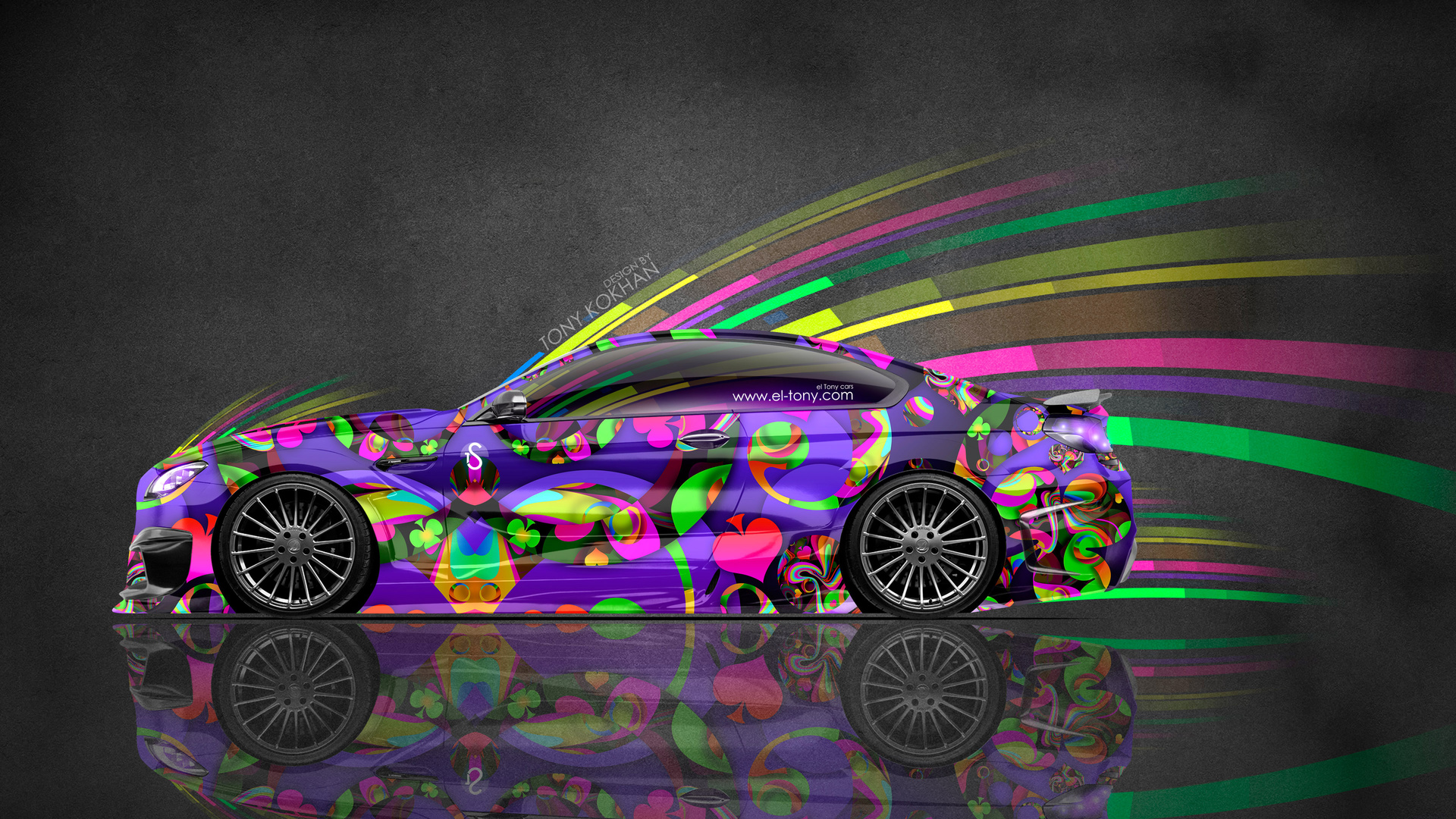 tony kokhan, bmw, m6, hamann, tuning, side, super, abstract, aerography, multicolors, effects, speed, vinyl, 4k, wallpapers, el tony cars, design, art, style, photoshop,  , , , , 6,  , , , 