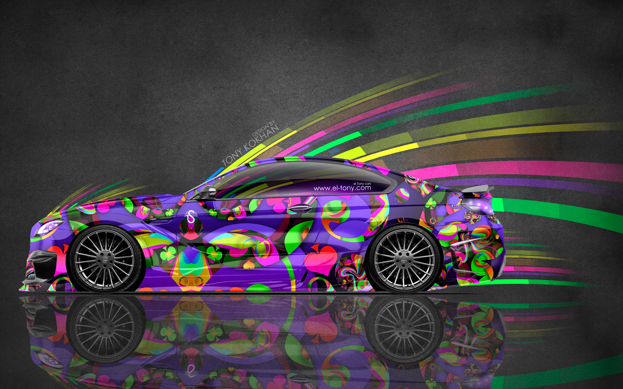 tony kokhan, bmw, m6, hamann, tuning, side, super, abstract, aerography, multicolors, effects, speed, vinyl, 4k, wallpapers, el tony cars, design, art, style, photoshop,  , , , , 6,  , , , 