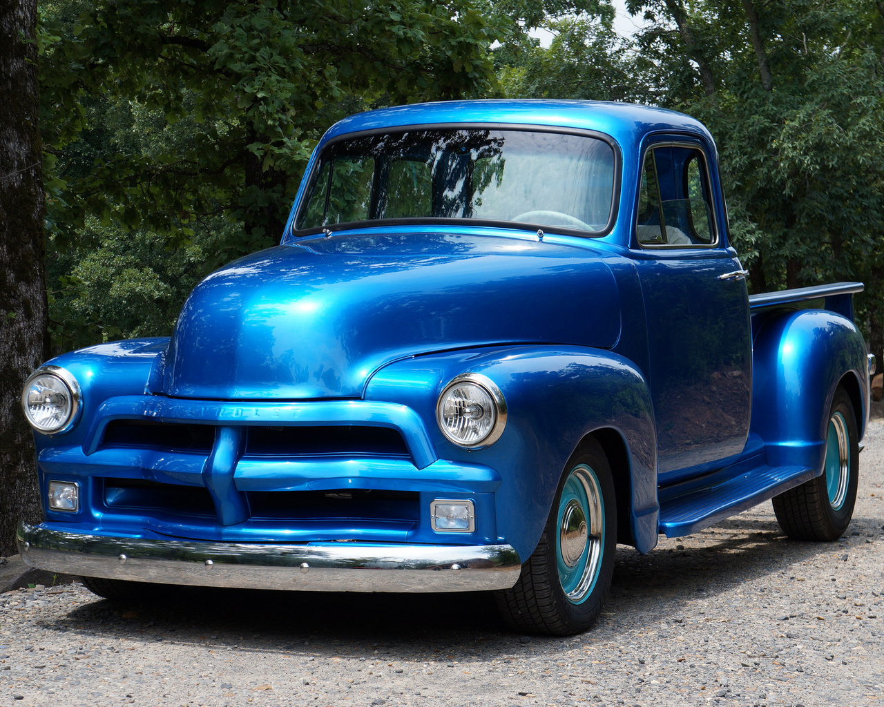 1954, chevy, truck, blue