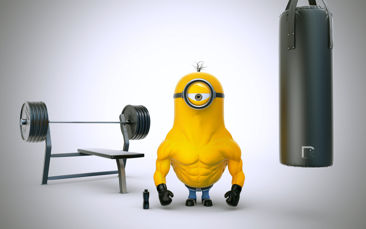 minion, despicable, me, despicable me, 2015, gym,body,hot,cool,hunk, , , hollywood,movie,film,star,actor,yellow, funny, lol, gym
